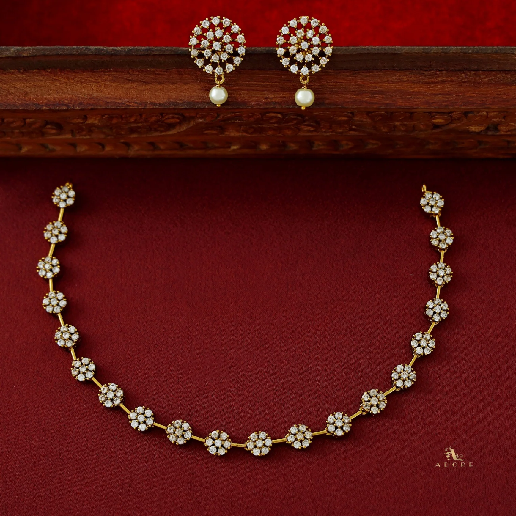 Sayali Flower AD Neckpiece With Stud - Image 4