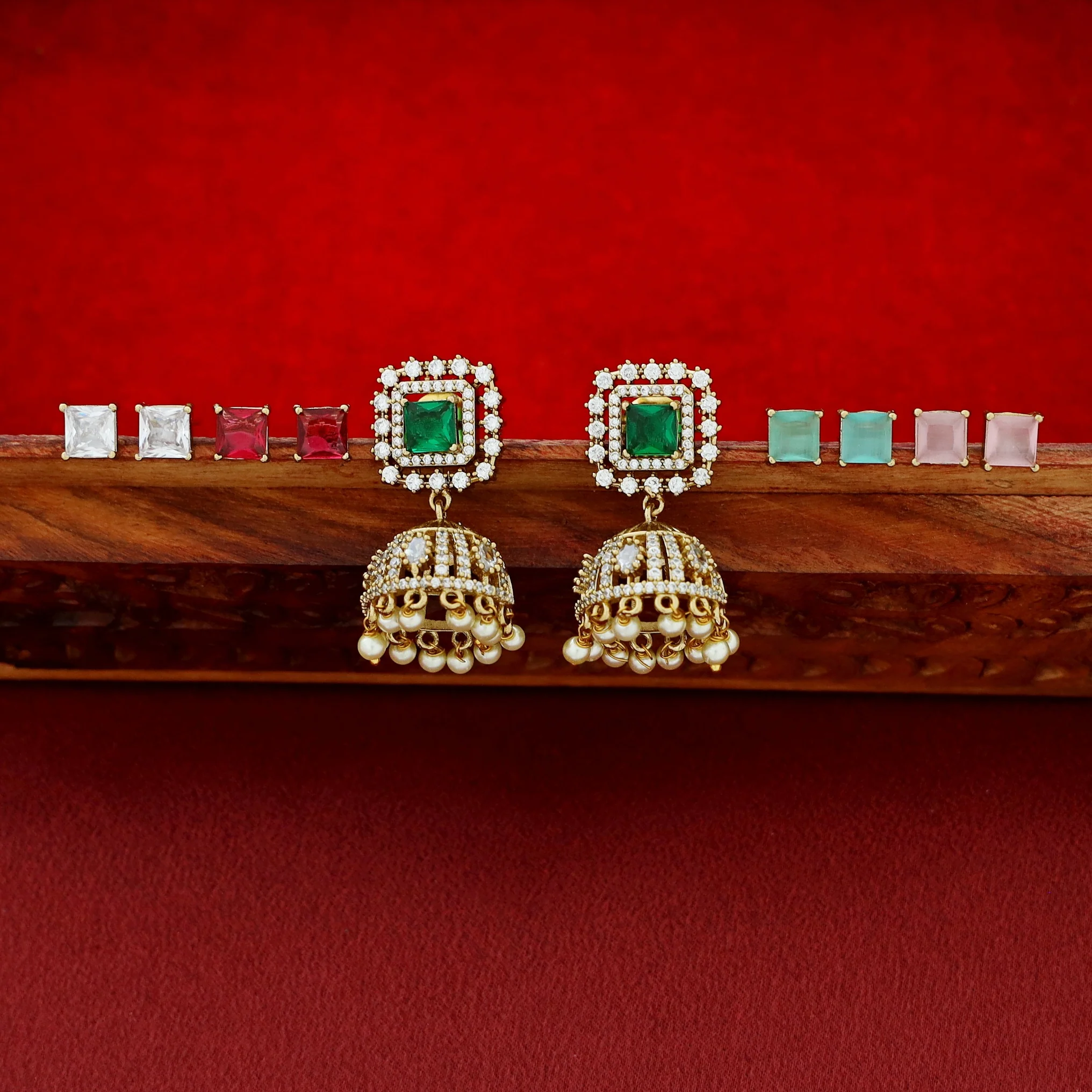 Sayara AD Stone Pearl Interchangeable Short Neckpiece With Earring - Image 4