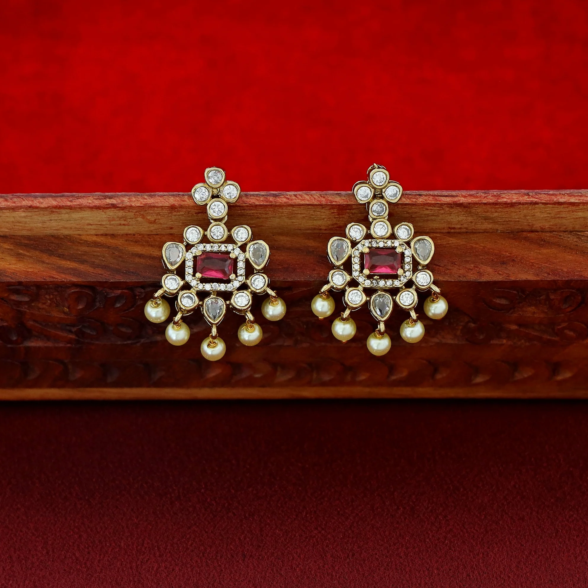Sayara AD Stone Pearl Short Neckpiece With Earring - Image 10