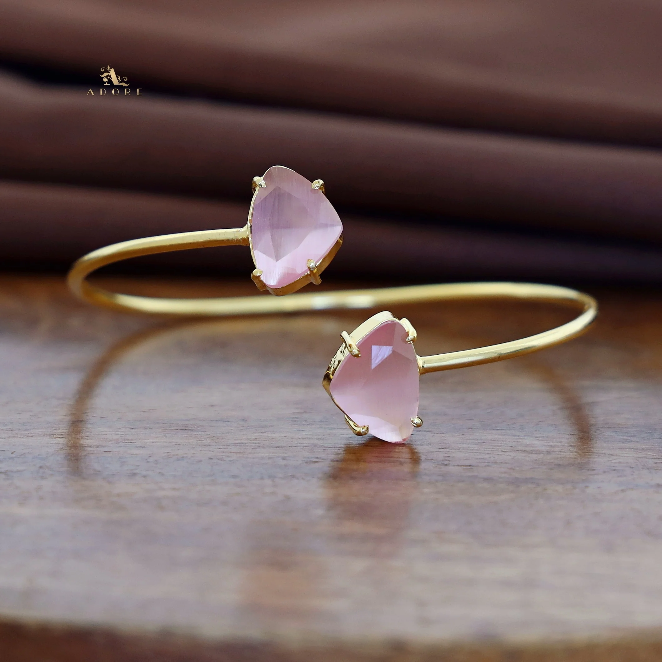 Ina Dual Curvy Triangle Glossy Stone Bangle - Image 4