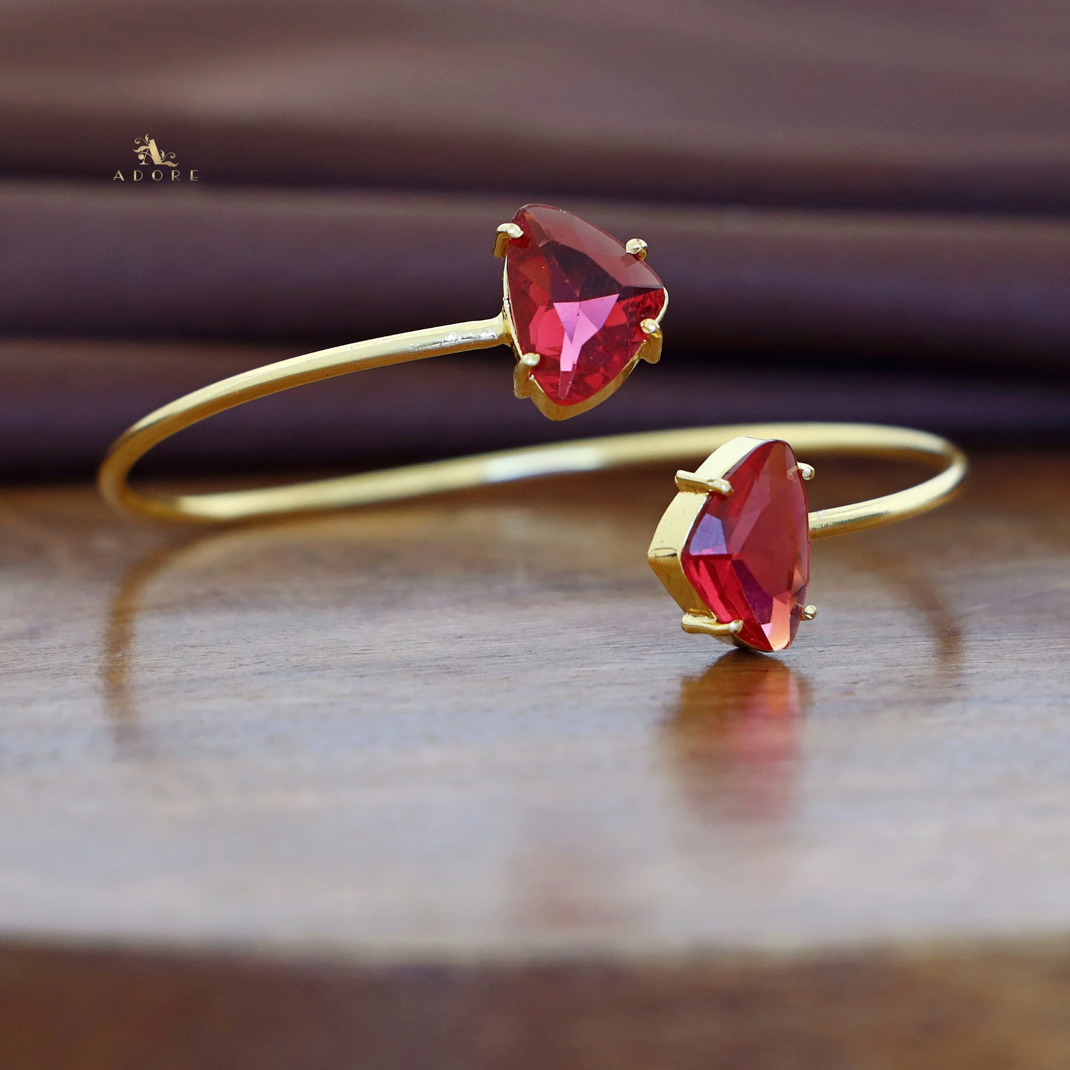 Ina Dual Curvy Triangle Glossy Stone Bangle - Image 6