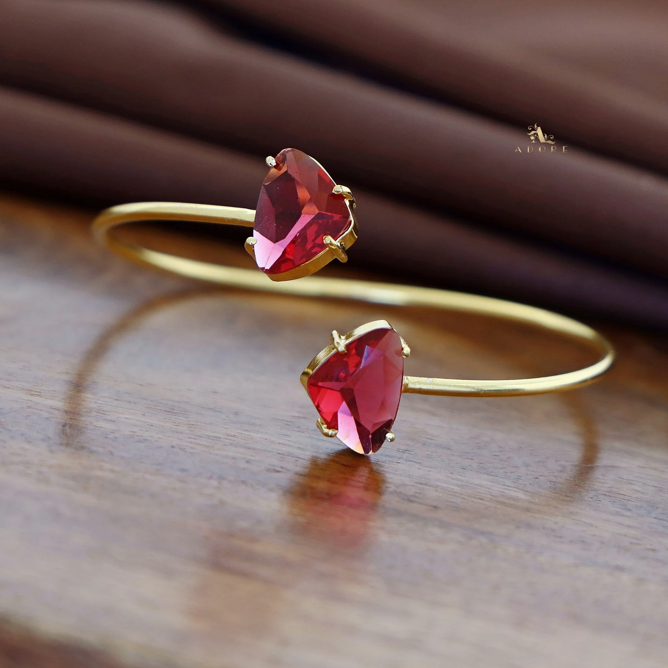 Ina Dual Curvy Triangle Glossy Stone Bangle - Image 7