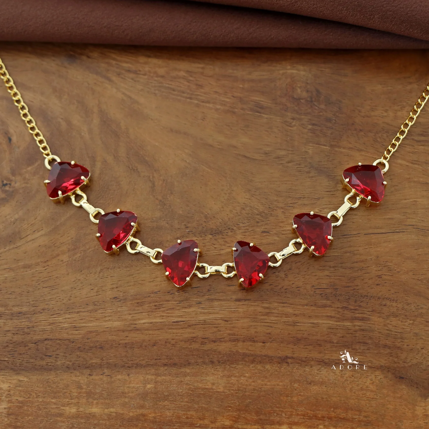 Ina Curvy Triangle Glossy Stone Short Neckpiece - Image 2