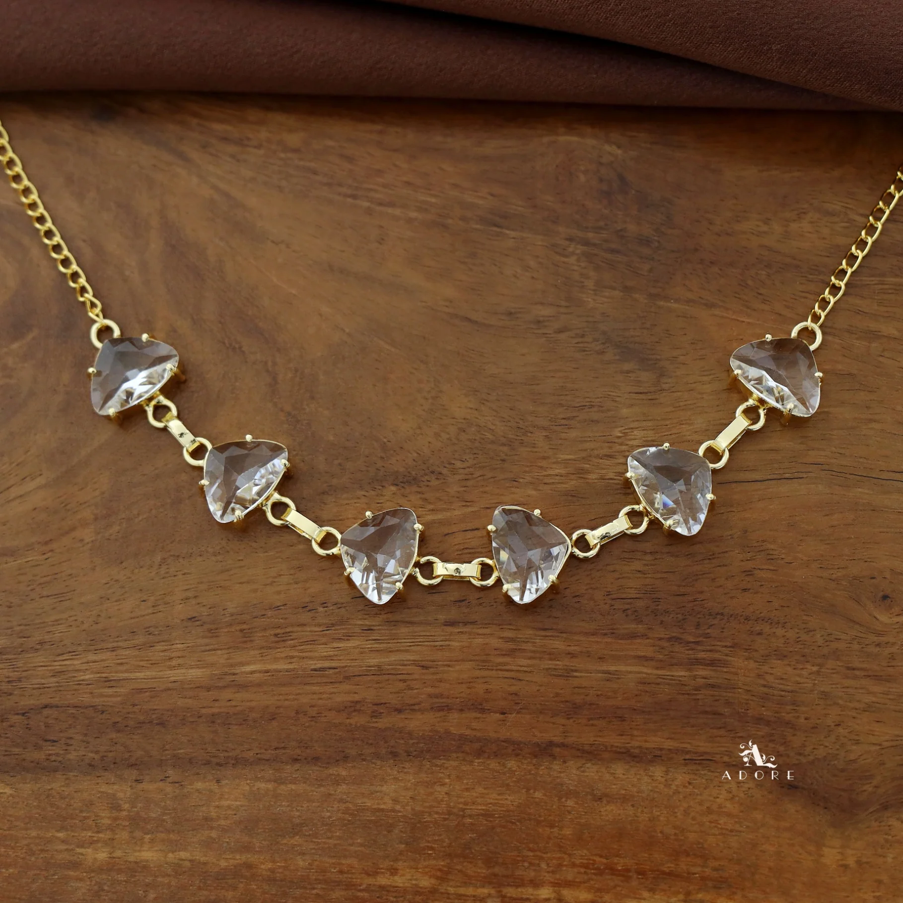 Ina Curvy Triangle Glossy Stone Short Neckpiece - Image 7
