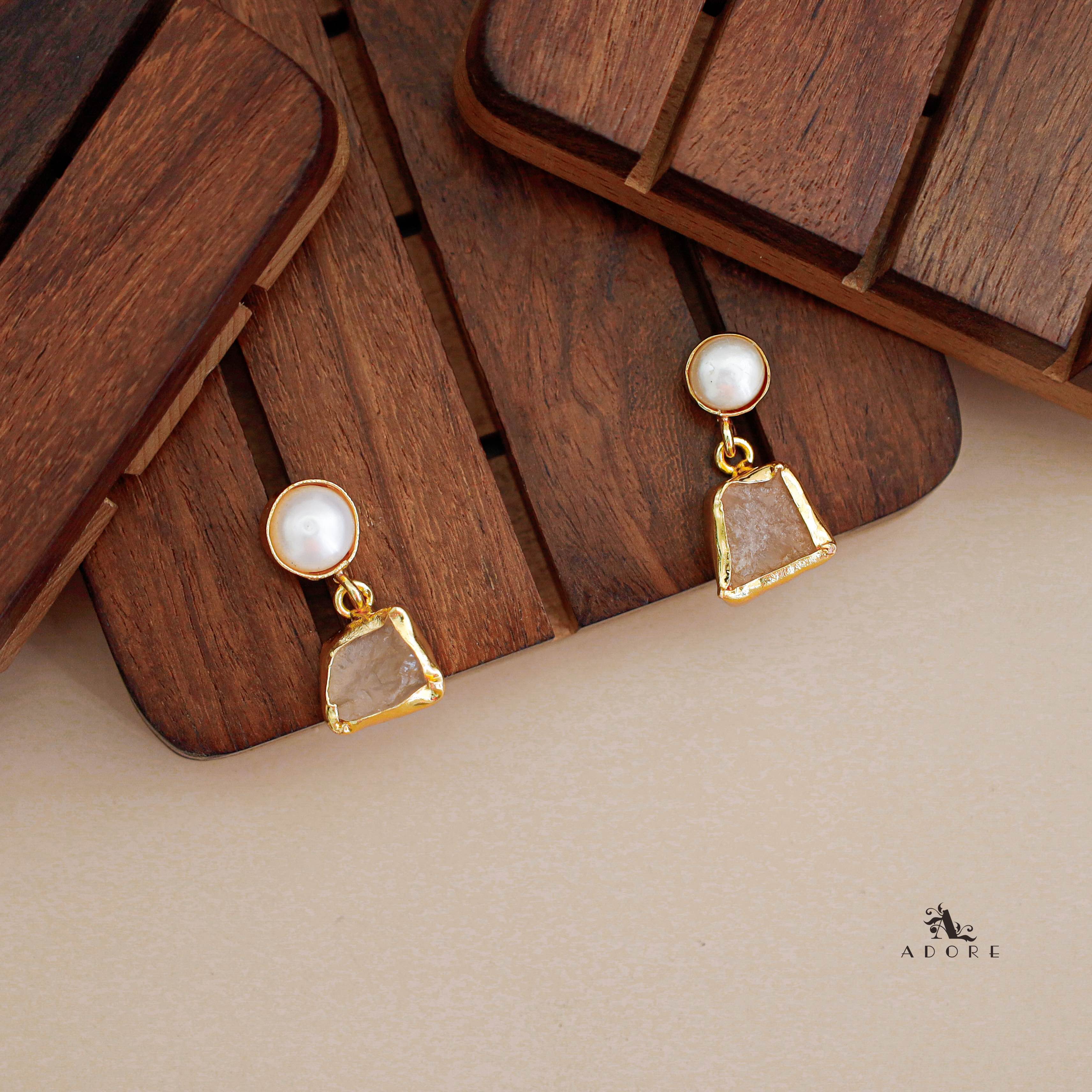 Scarlett Raw Stone + Pearl Neckpiece With Earring - Image 6