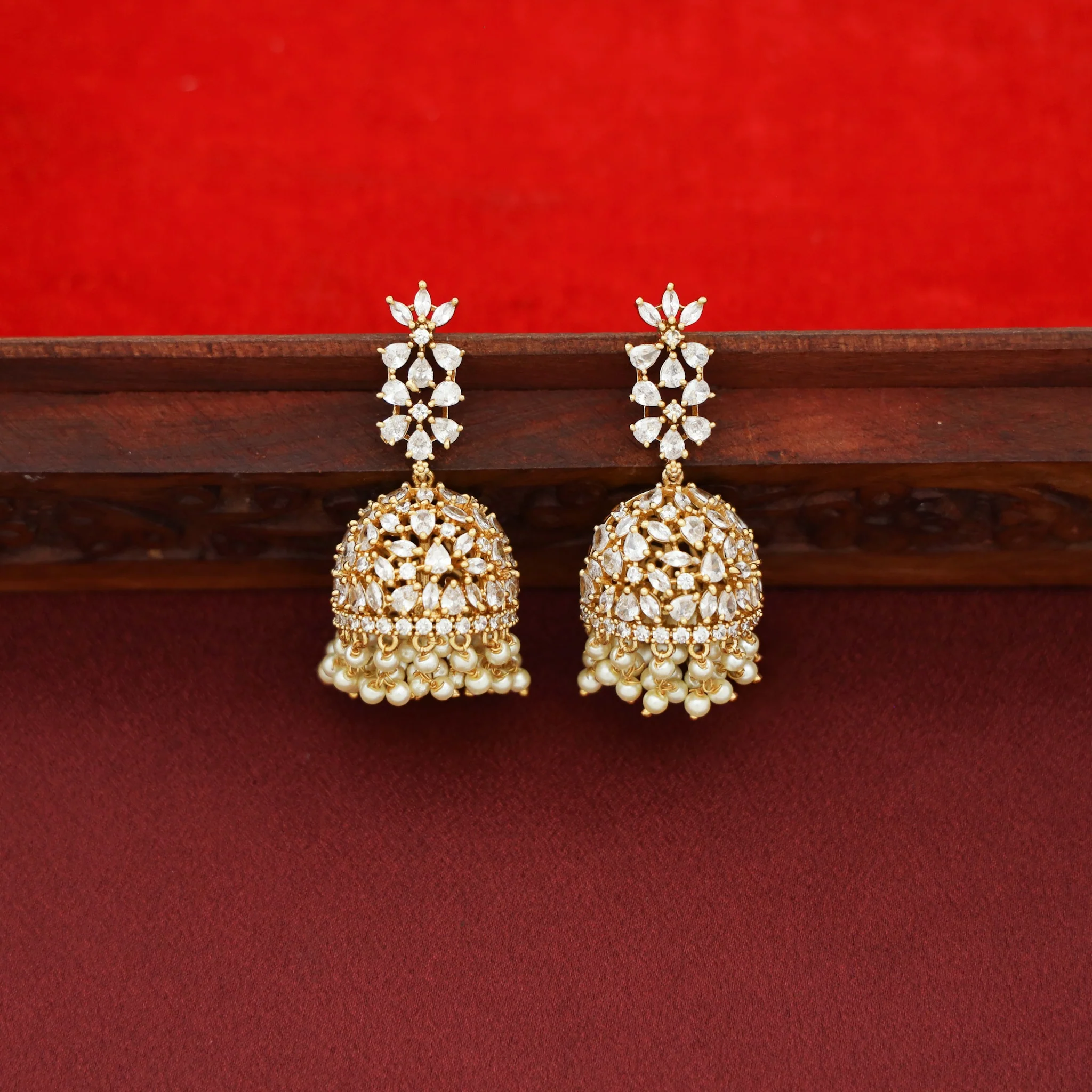 Seerath AD Stone Cluster Pearl Jhumka - Image 3