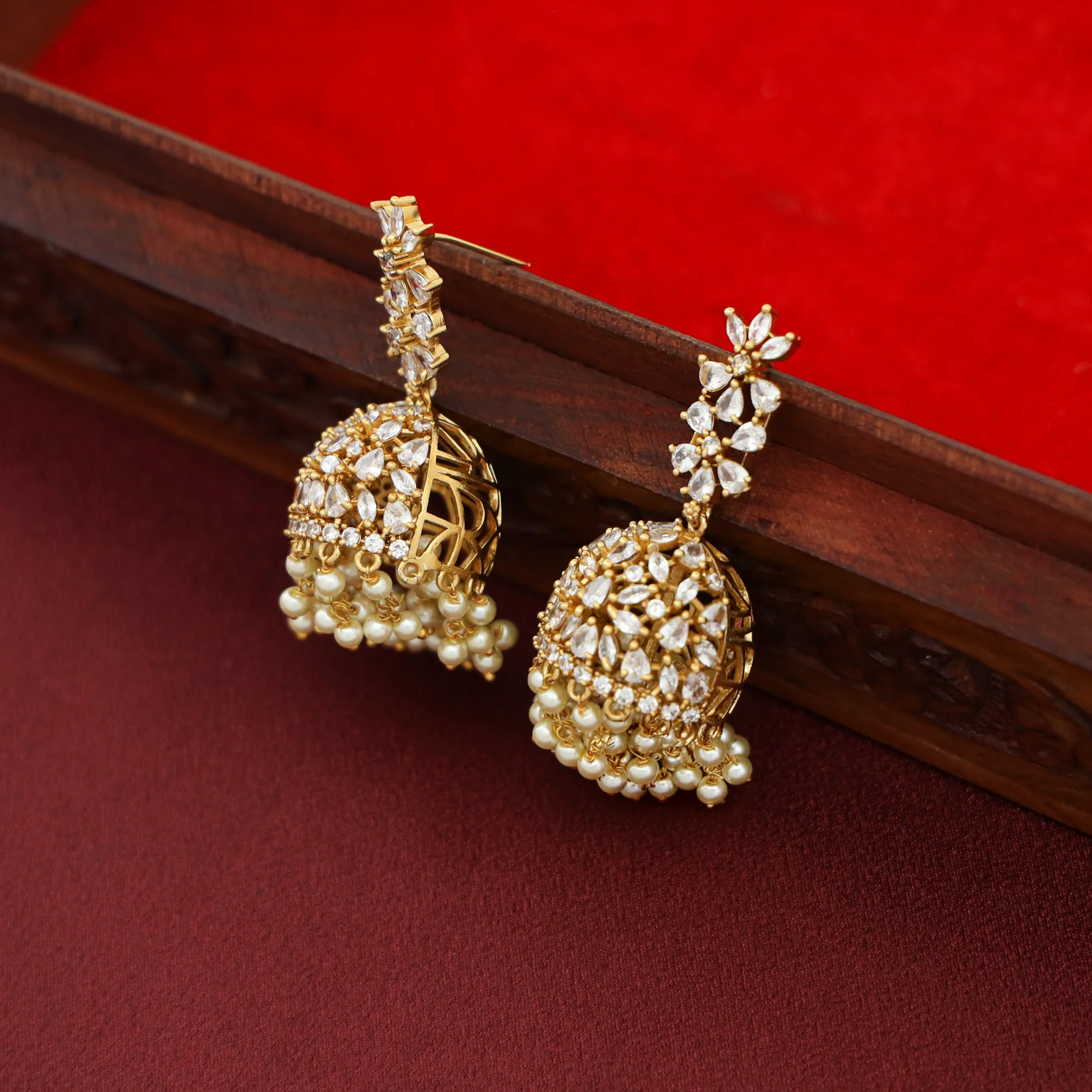 Seerath AD Stone Cluster Pearl Jhumka - Image 4