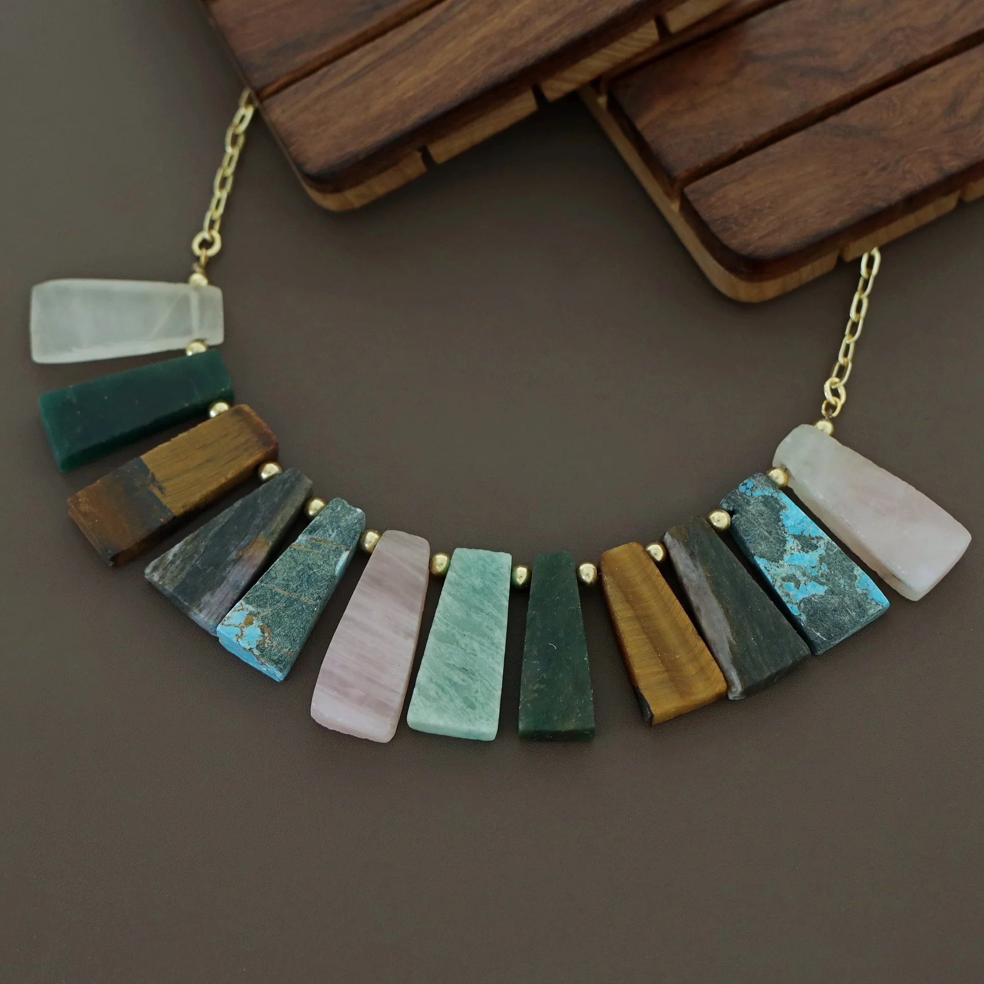 Seraphina Golden Ball Raw Stone Neckpiece - Image 10