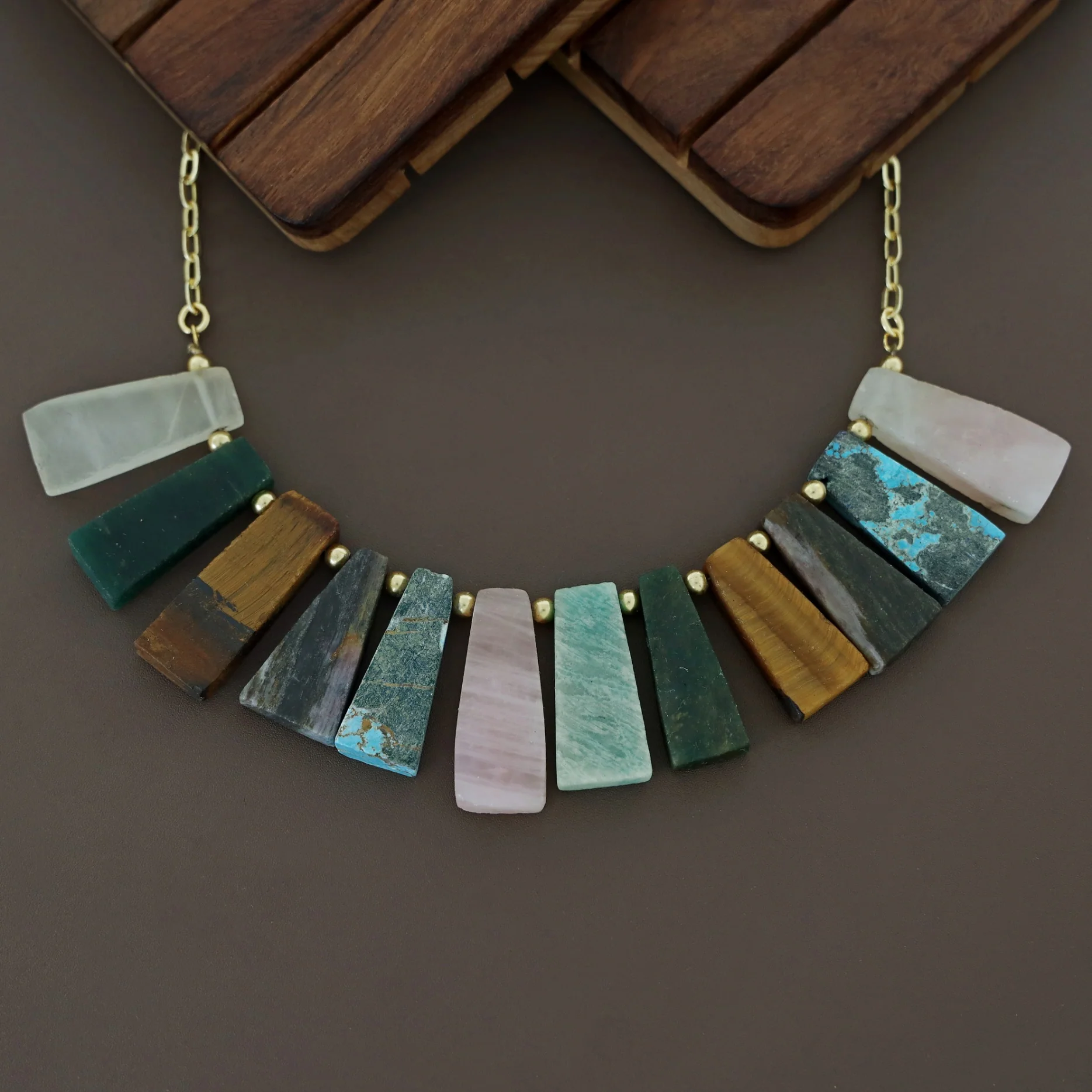 Seraphina Golden Ball Raw Stone Neckpiece - Image 9