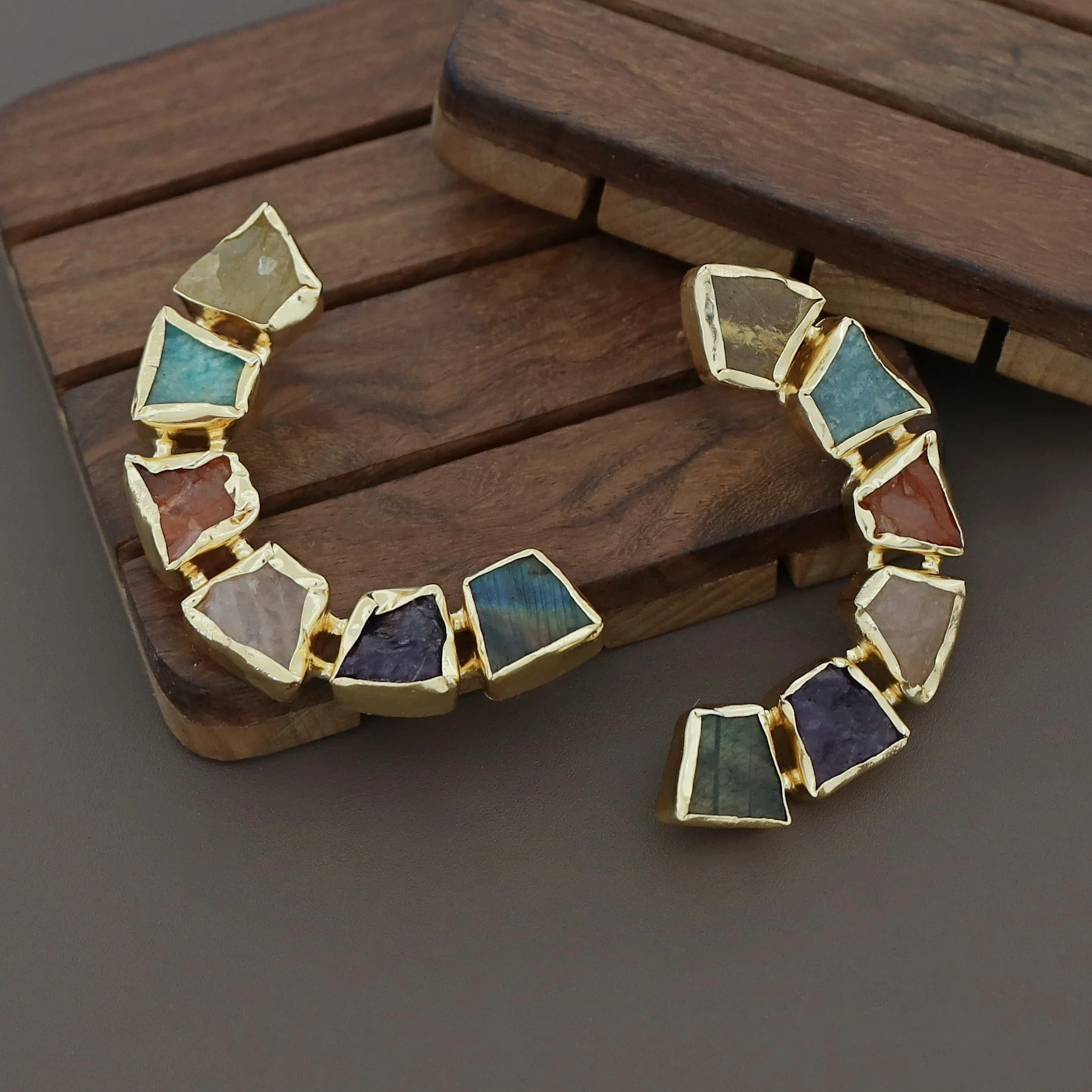 Sessa C Shape Raw Stone Earring - Image 2