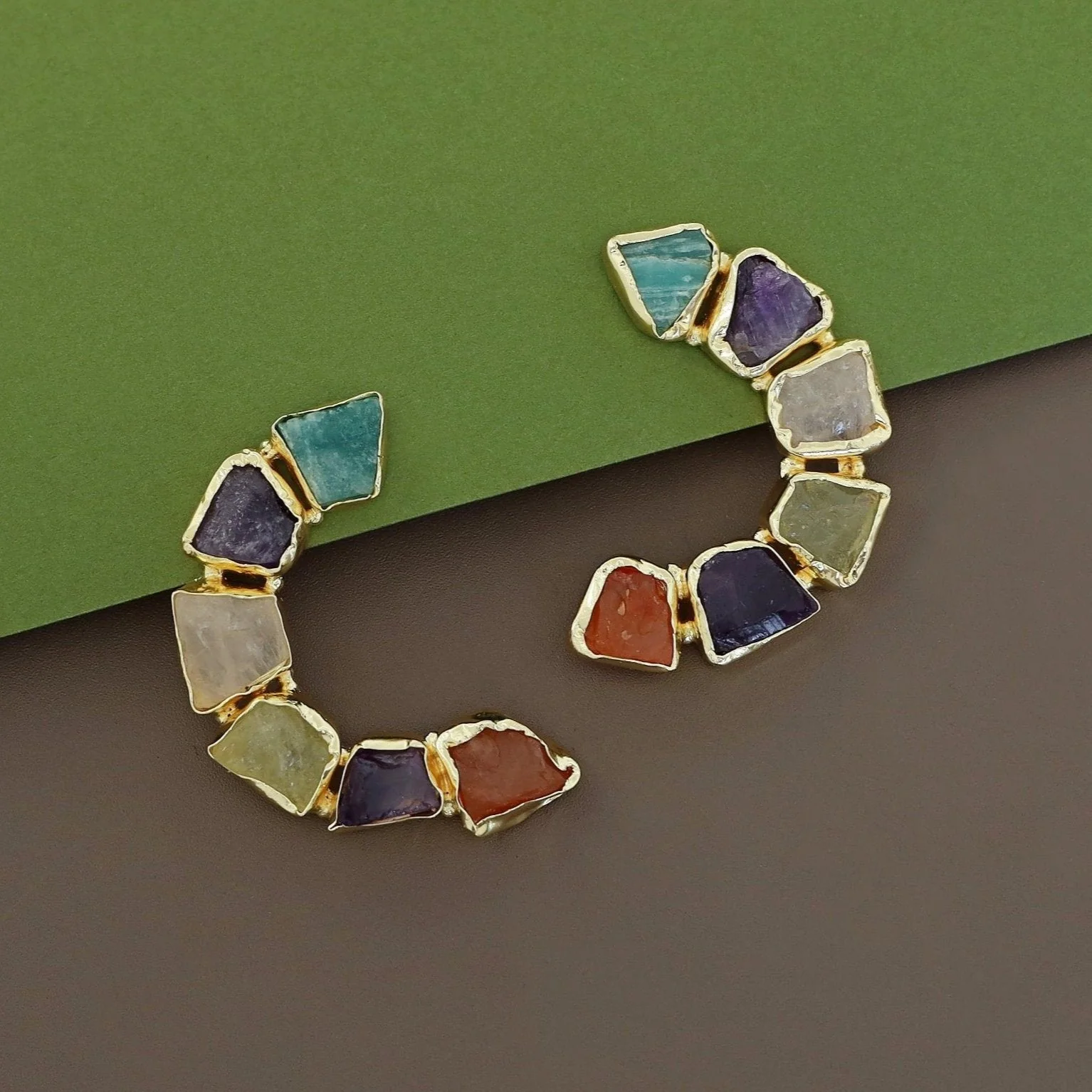 Sessa C Shape Raw Stone Earring - Image 4