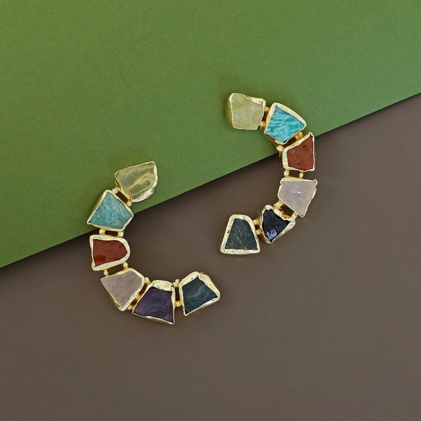 Sessa C Shape Raw Stone Earring - Image 6