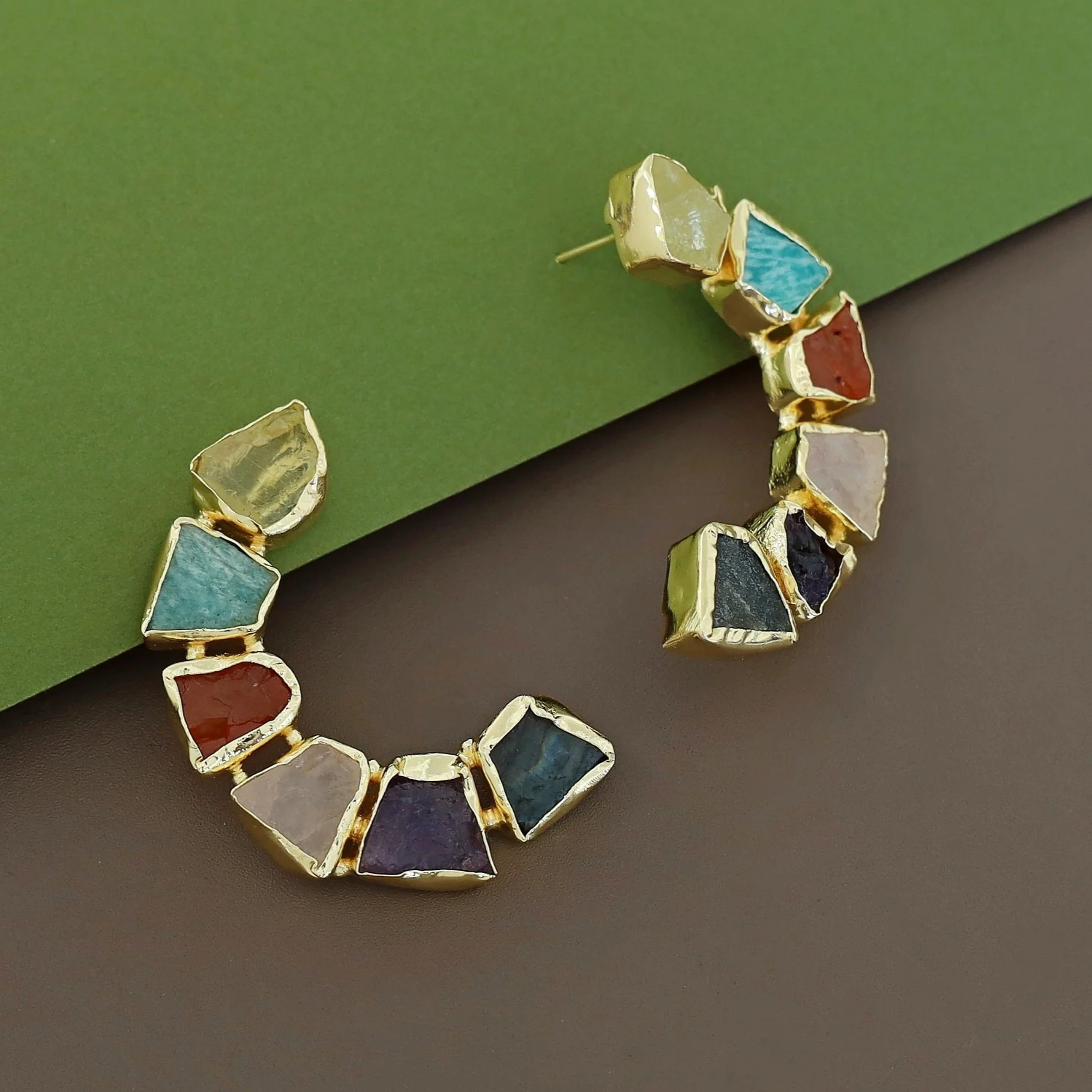 Sessa C Shape Raw Stone Earring - Image 7
