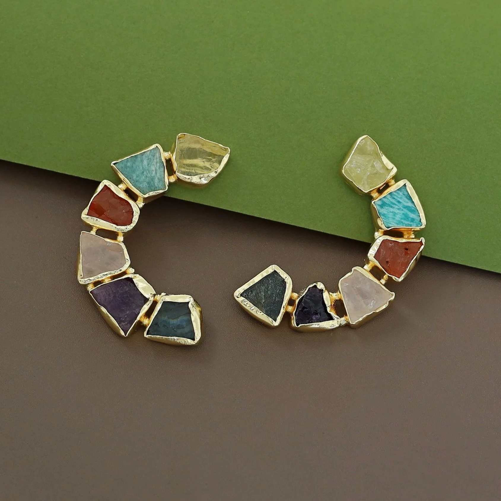 Sessa C Shape Raw Stone Earring - Image 8