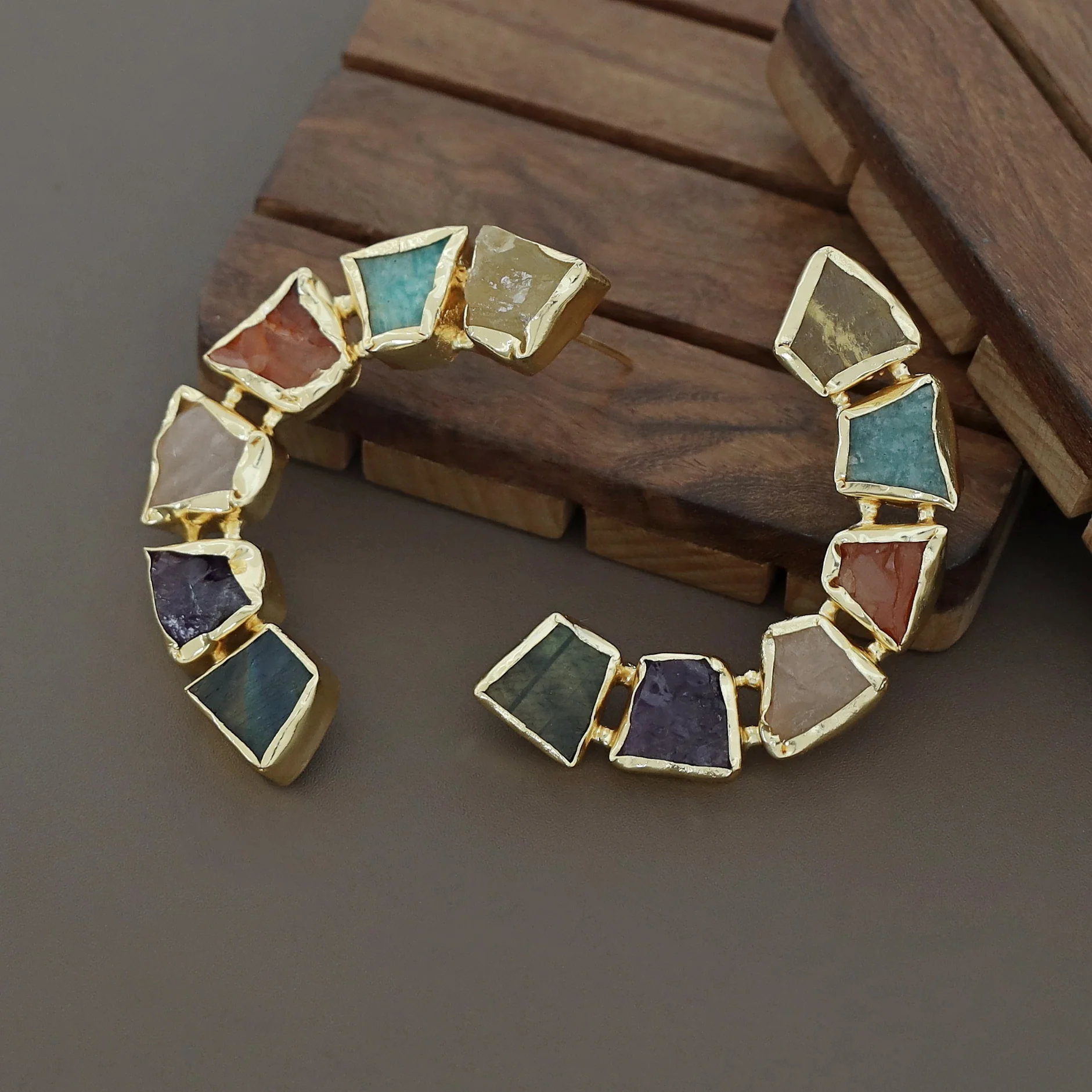 Sessa C Shape Raw Stone Earring - Image 9