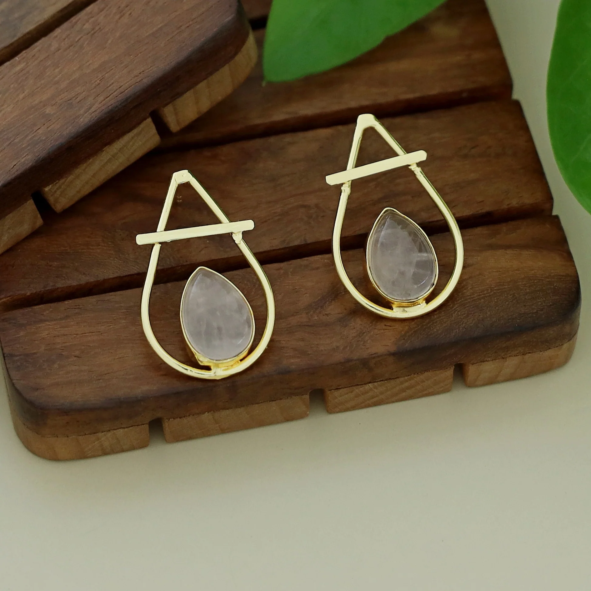 Shaniya Golden Natural Stone Drop Earring - Image 8