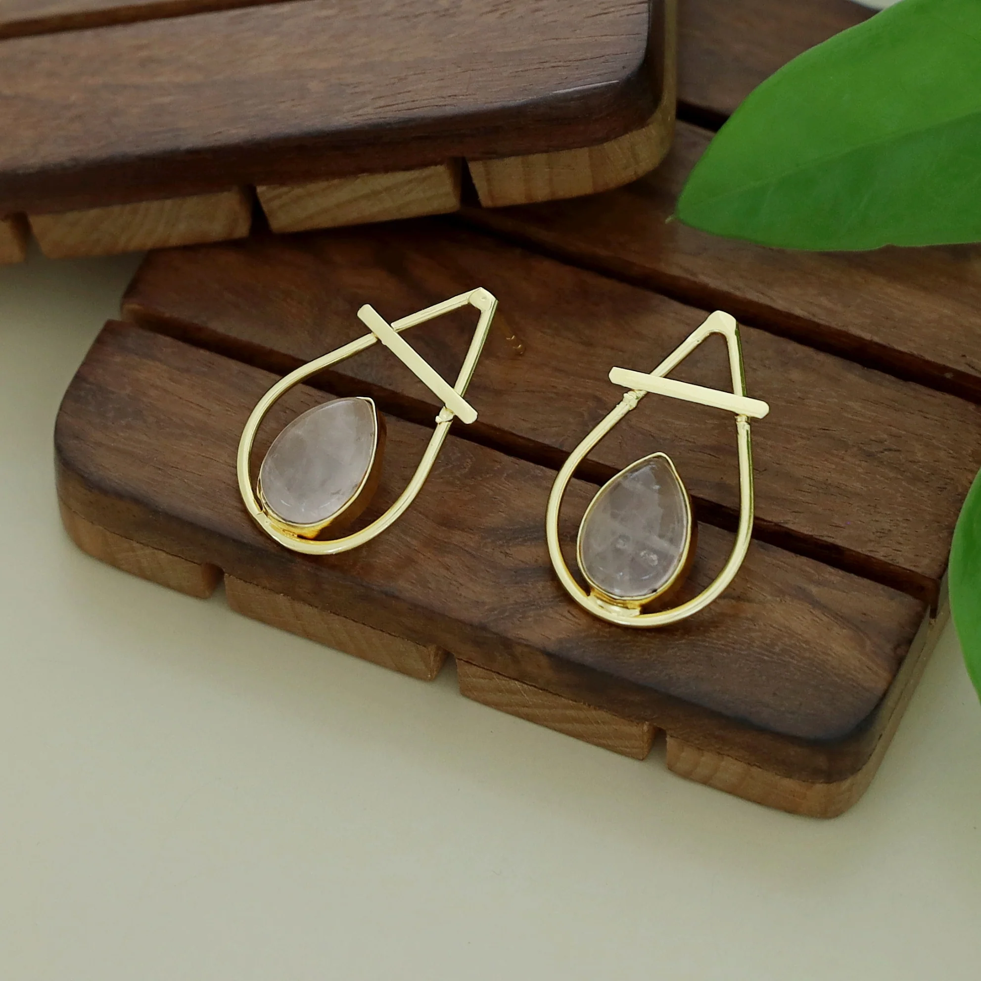Shaniya Golden Natural Stone Drop Earring - Image 9