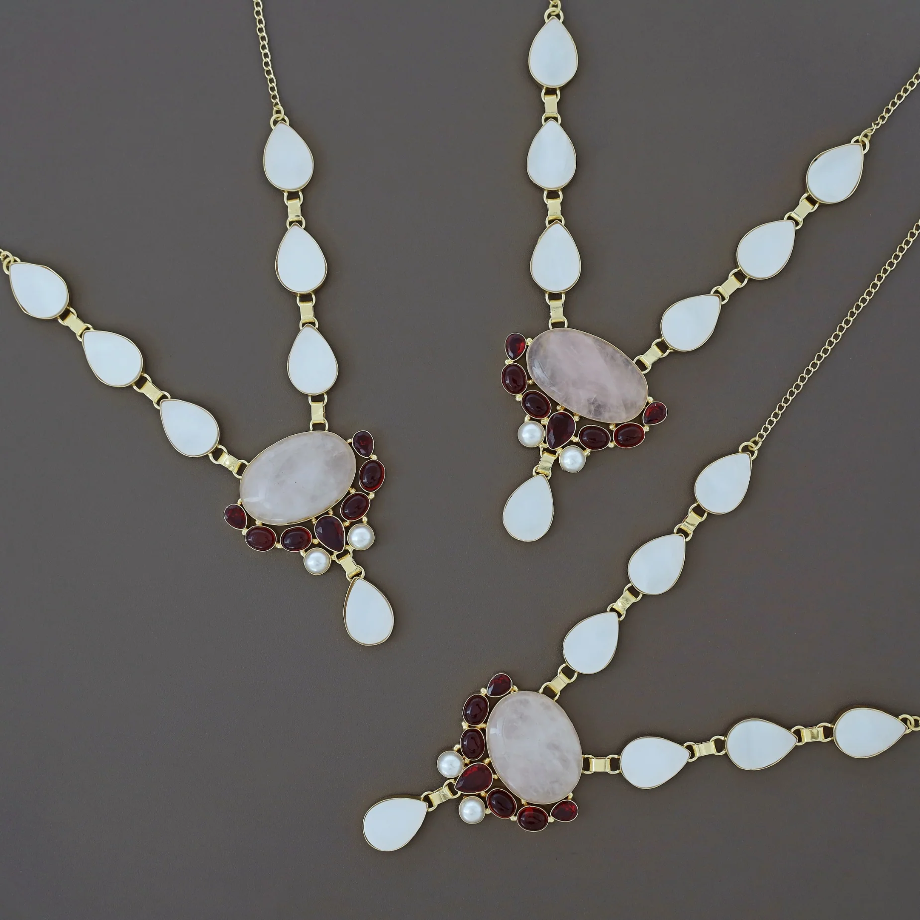 Shantae MOP + Natural + Glossy Stone Neckpiece - Image 3