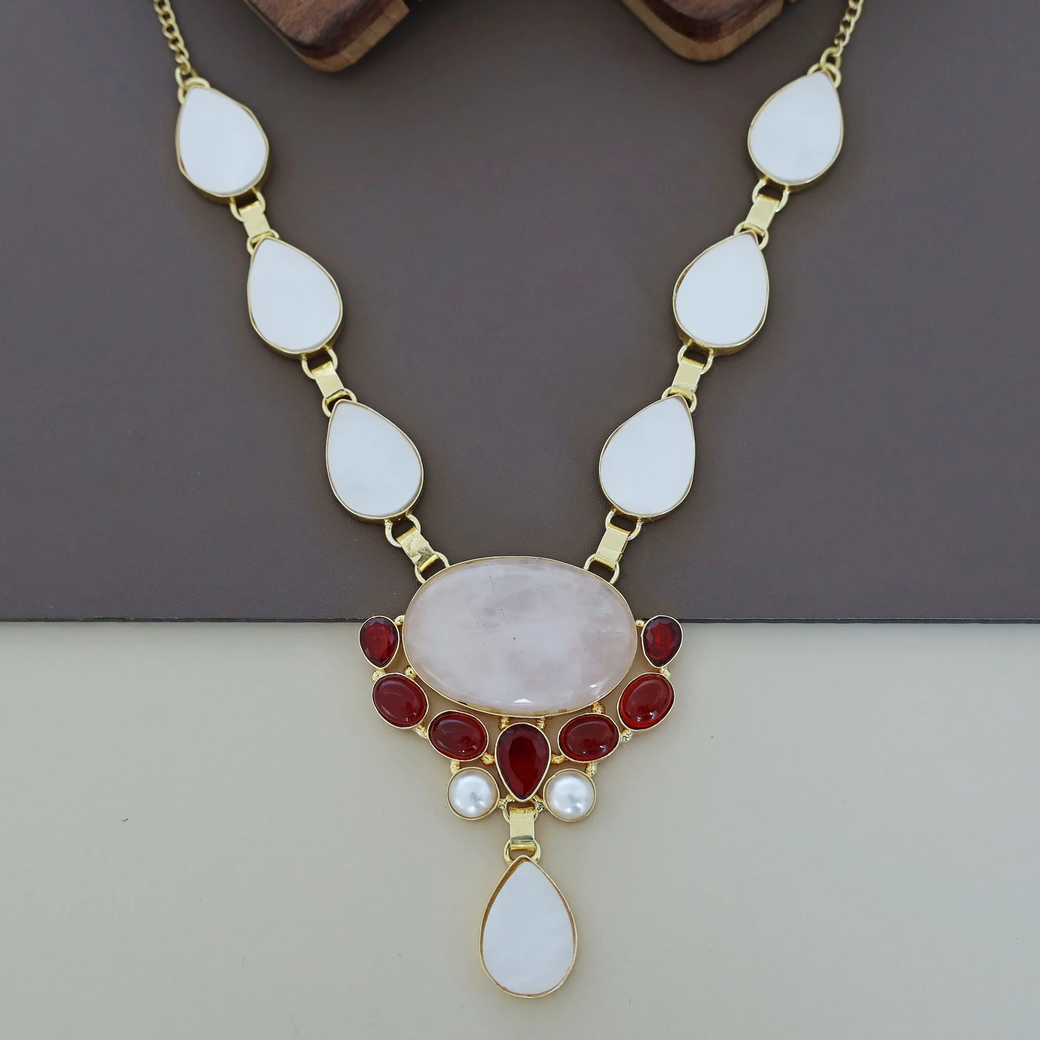 Shantae MOP + Natural + Glossy Stone Neckpiece - Image 4