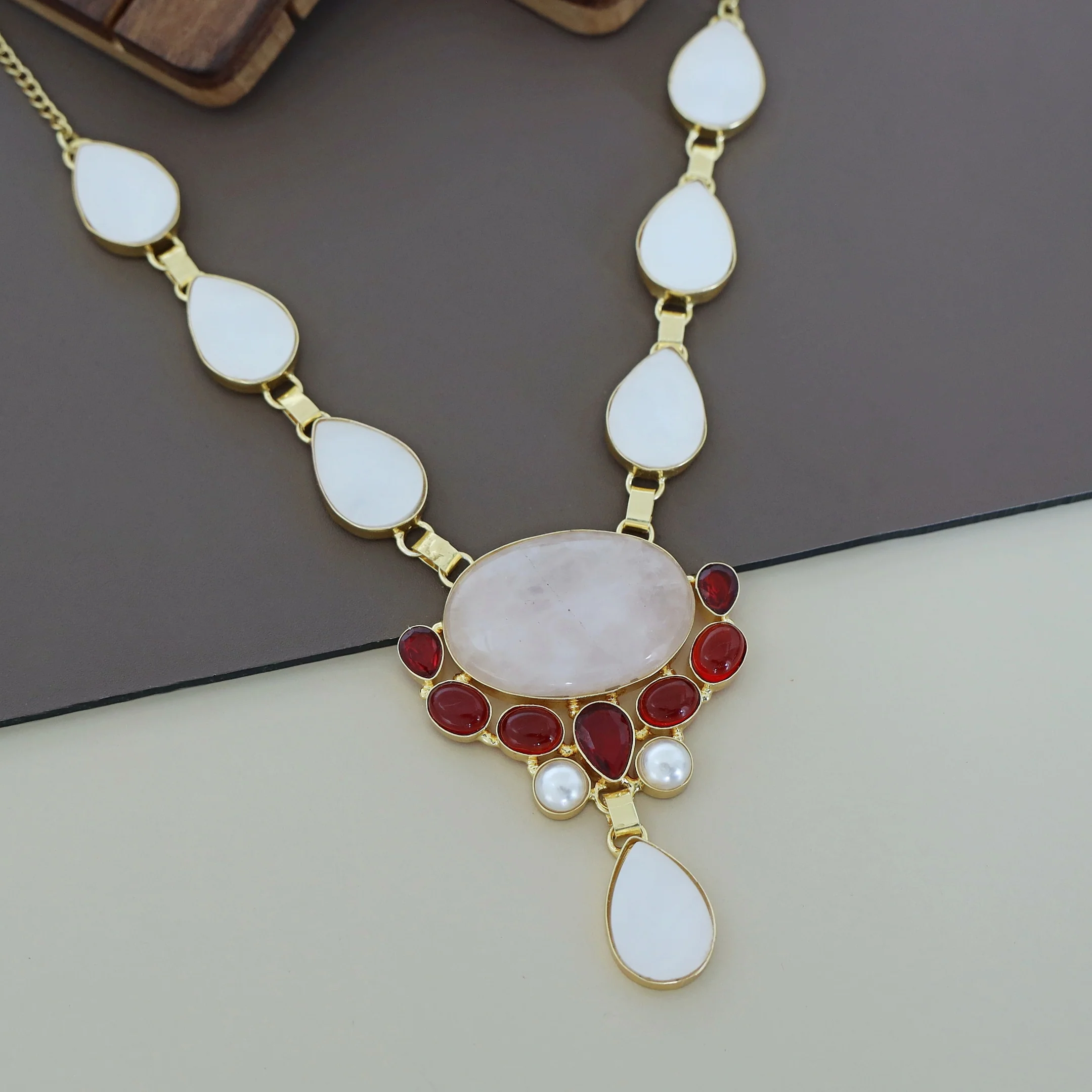 Shantae MOP + Natural + Glossy Stone Neckpiece - Image 5