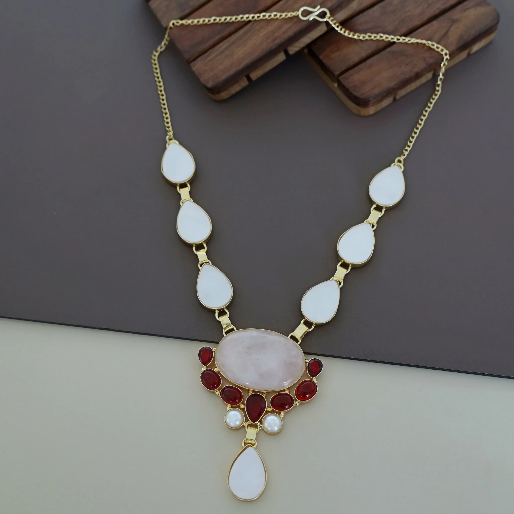 Shantae MOP + Natural + Glossy Stone Neckpiece - Image 6
