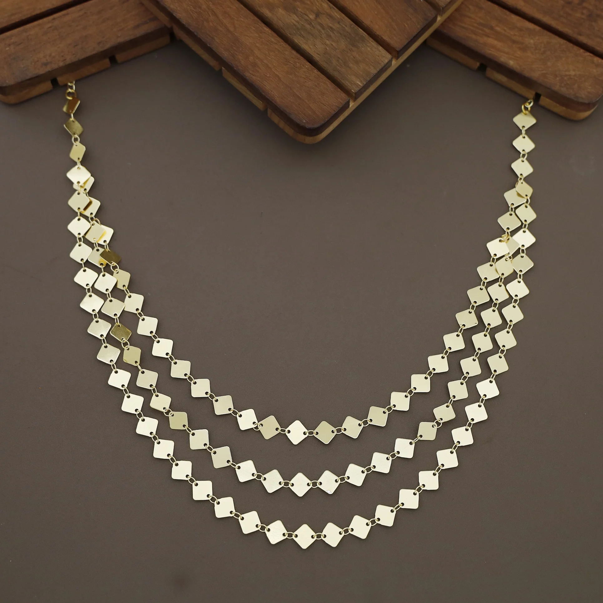 Shila Golden Diamond 3 Layer Neckpiece - Image 2