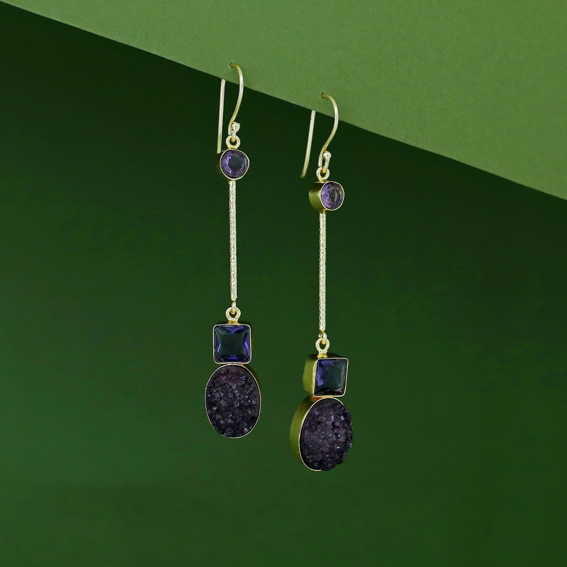 Shila Pendulam Druzy + Glossy Stone Drop - Image 3