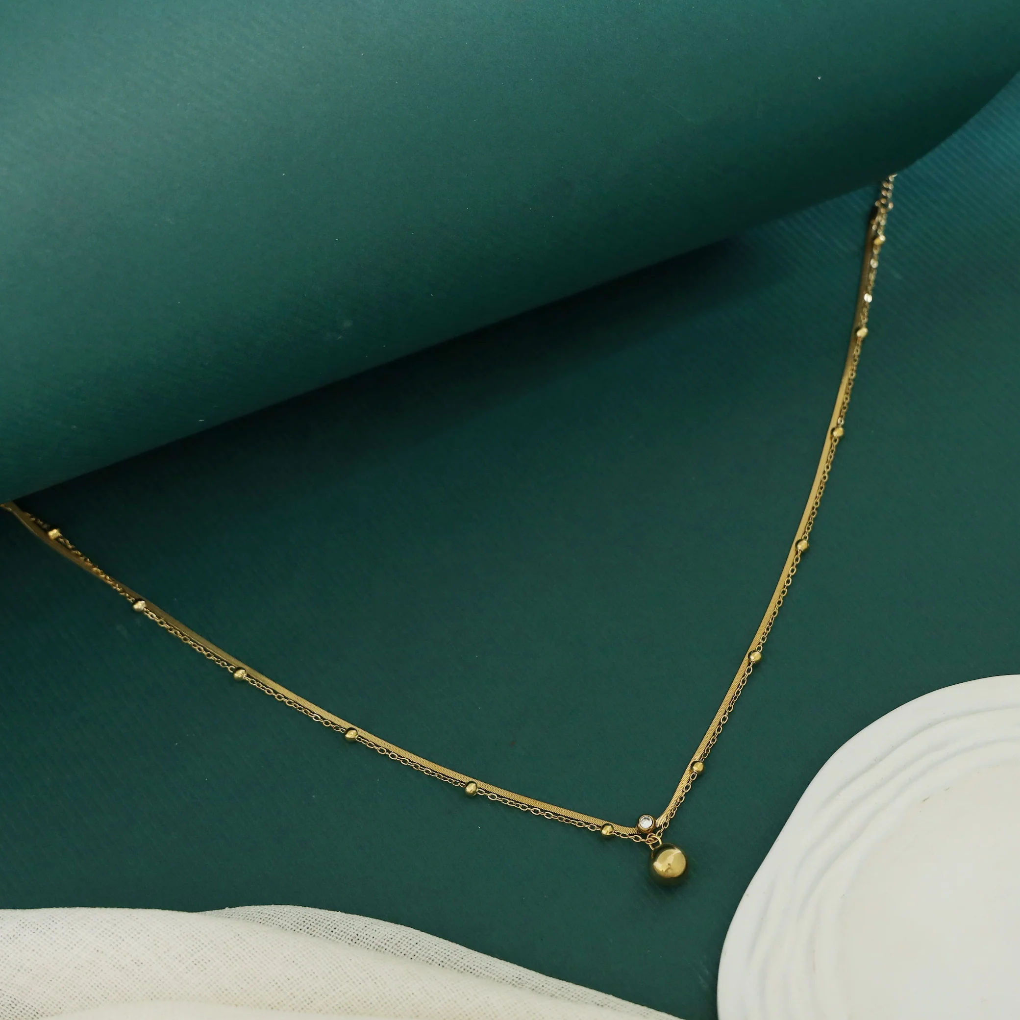 Shina Golden Ball 2 Layer Neckpiece - Image 2
