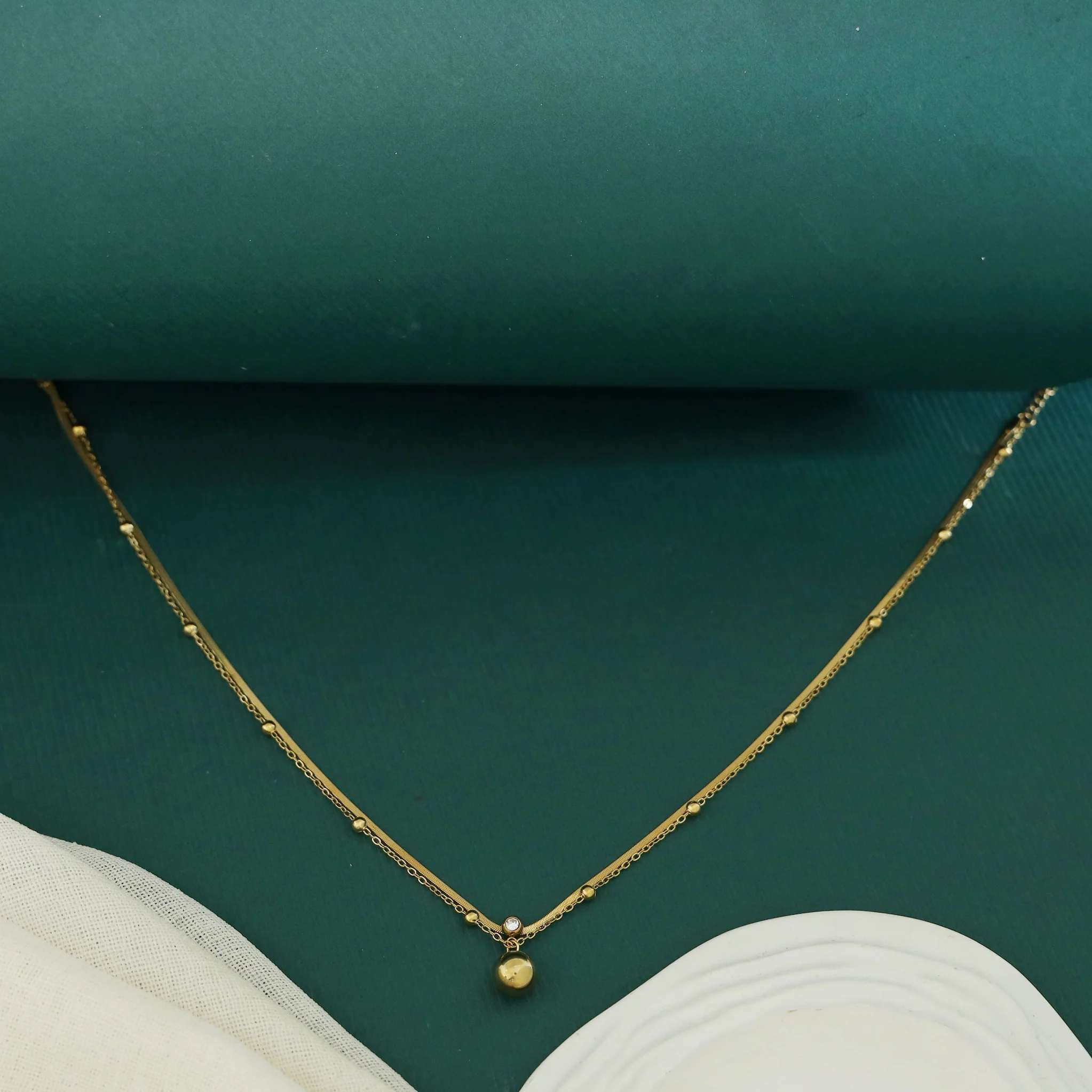 Shina Golden Ball 2 Layer Neckpiece - Image 3