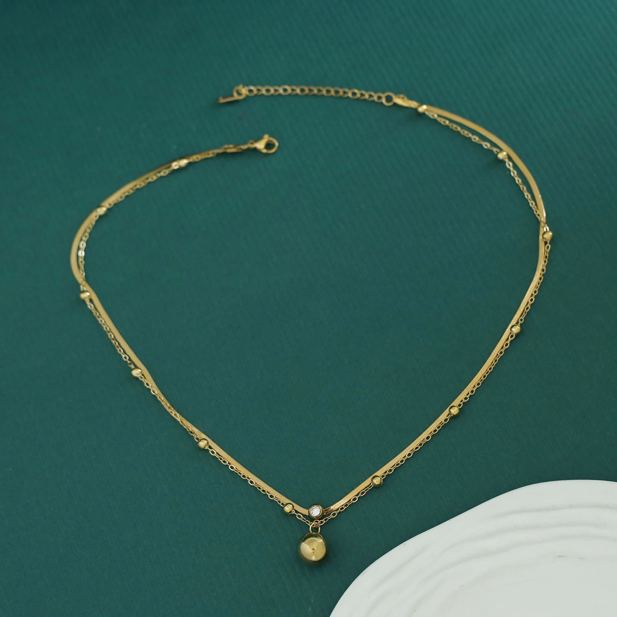 Shina Golden Ball 2 Layer Neckpiece - Image 4