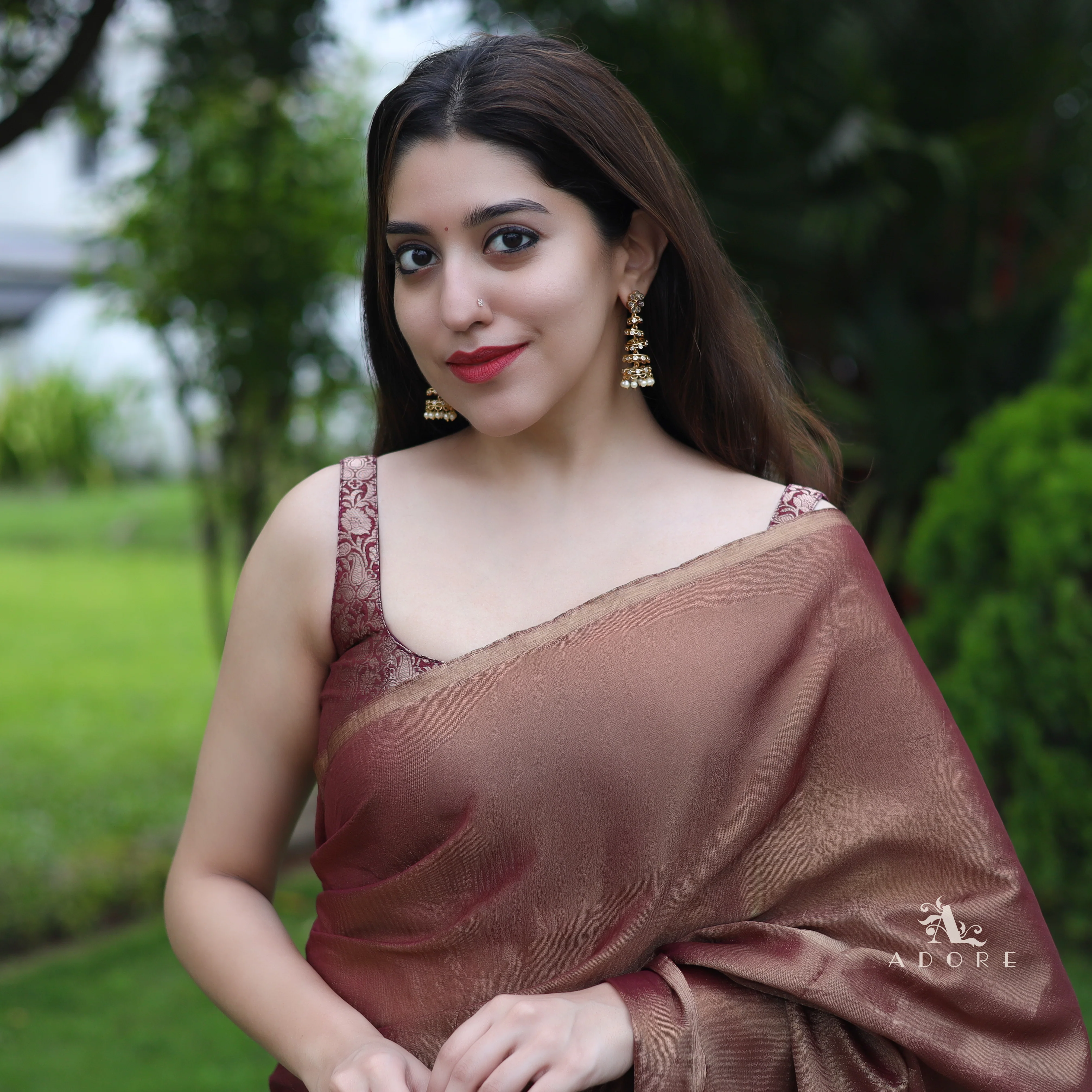 Shivanya Golden 5 Layer Pearl Earring - Image 3