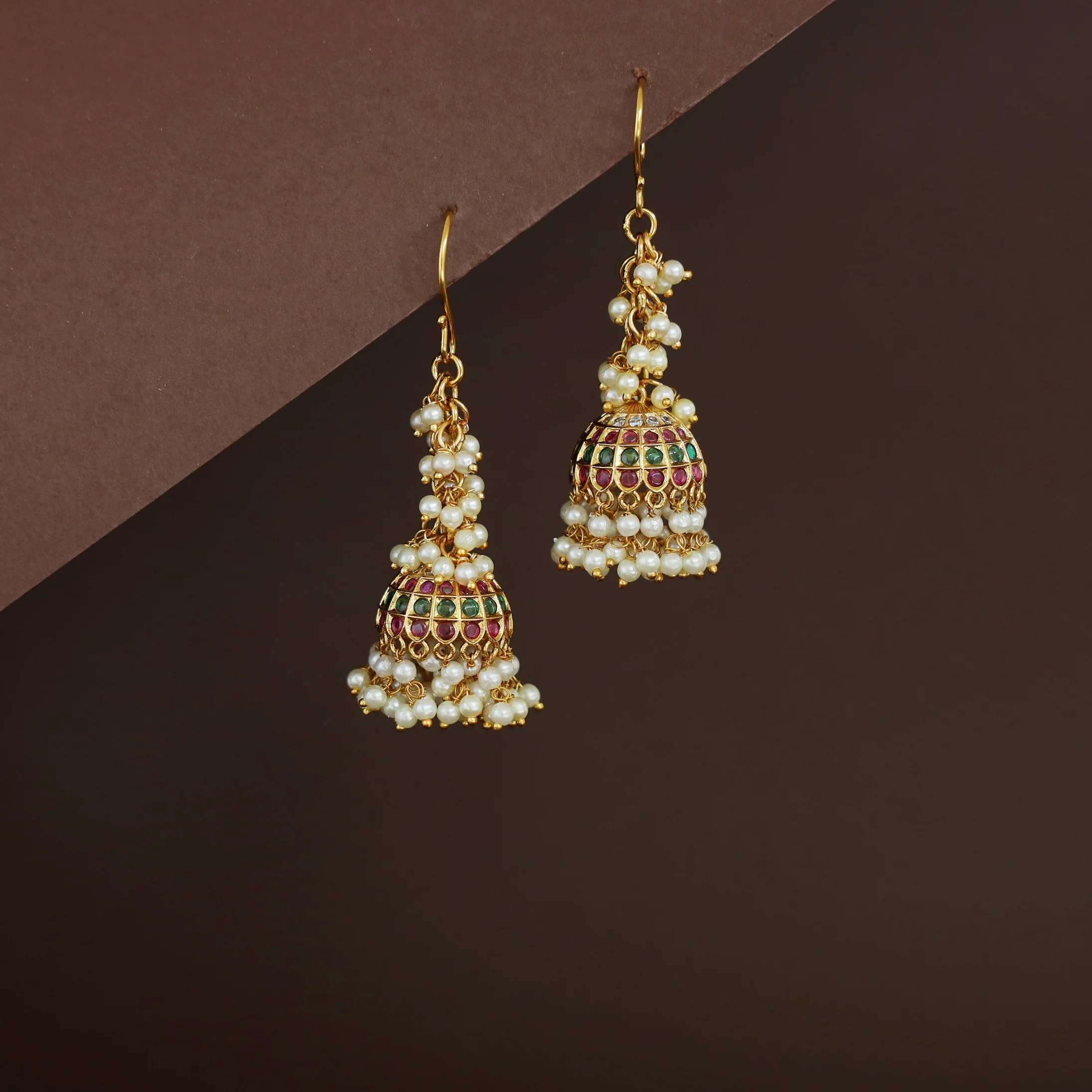 Shubha Cluster Pearl Drop Jhumka - Image 2