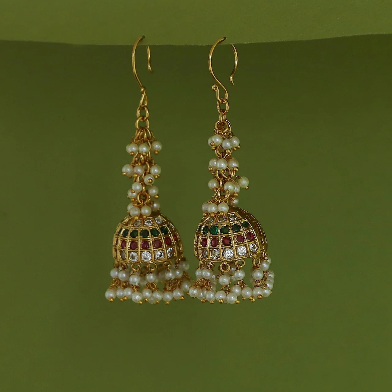 Shubha Cluster Pearl Drop Jhumka - Image 6