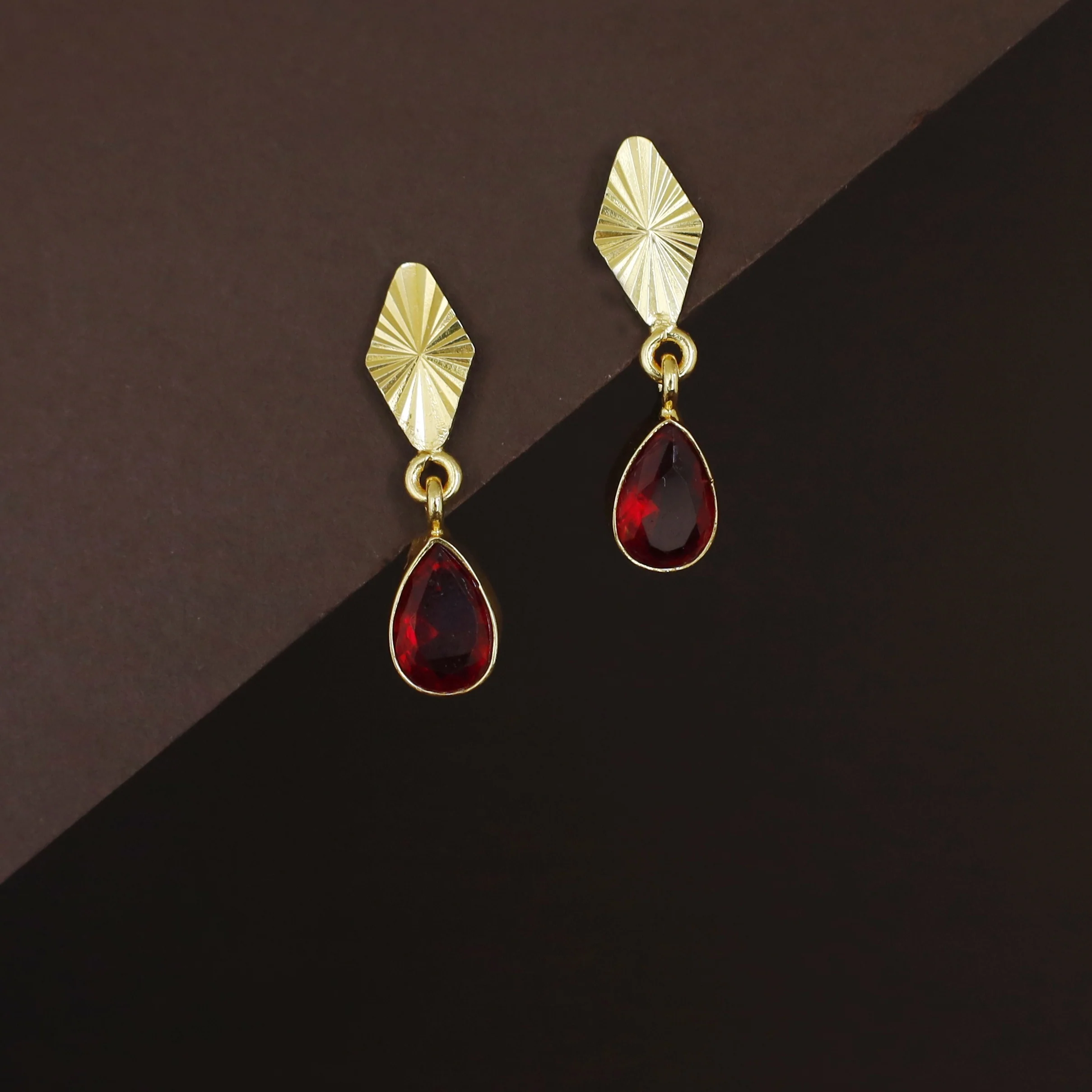 Siana Golden Diamond + Glossy Raindrop Earring - Image 2