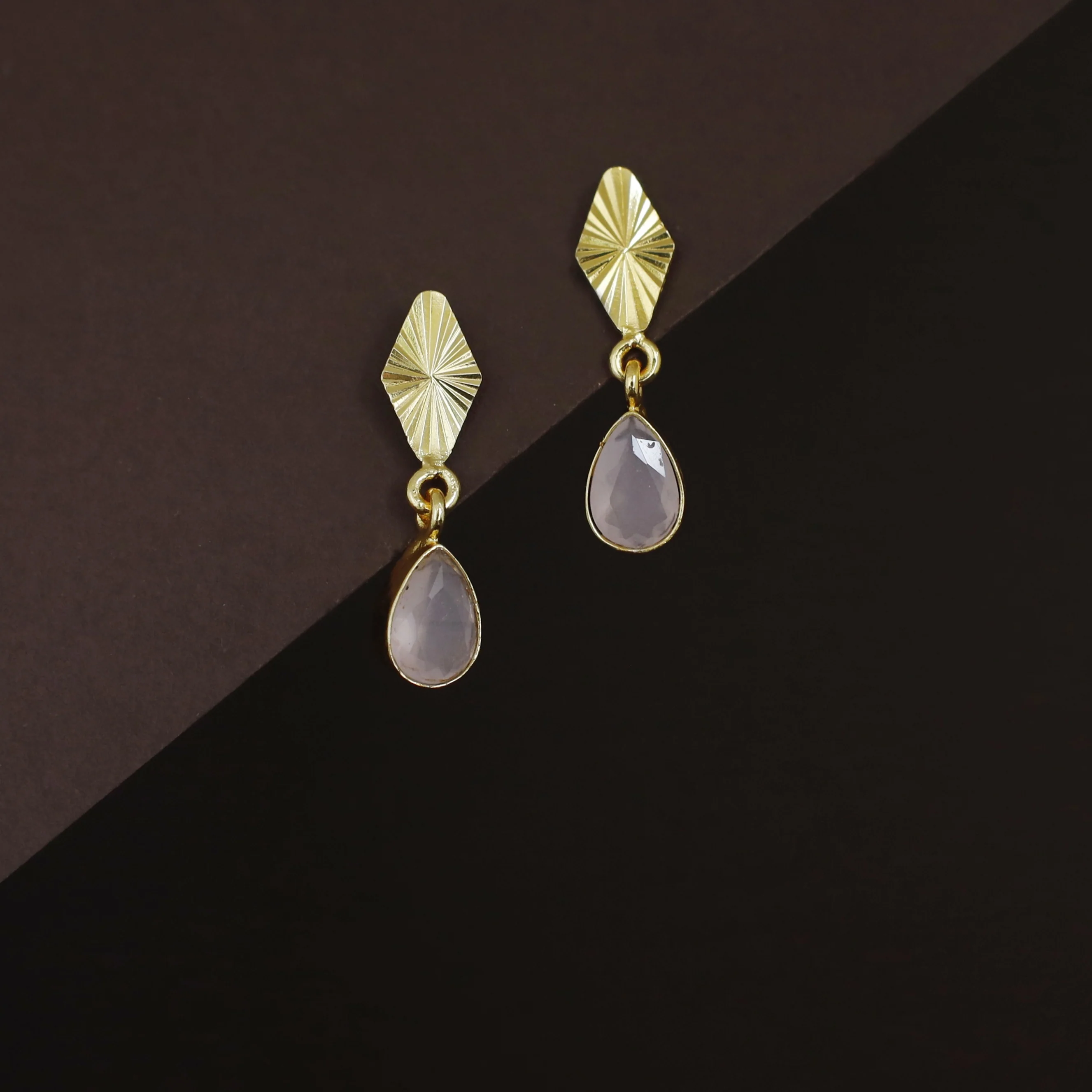 Siana Golden Diamond + Glossy Raindrop Earring - Image 3