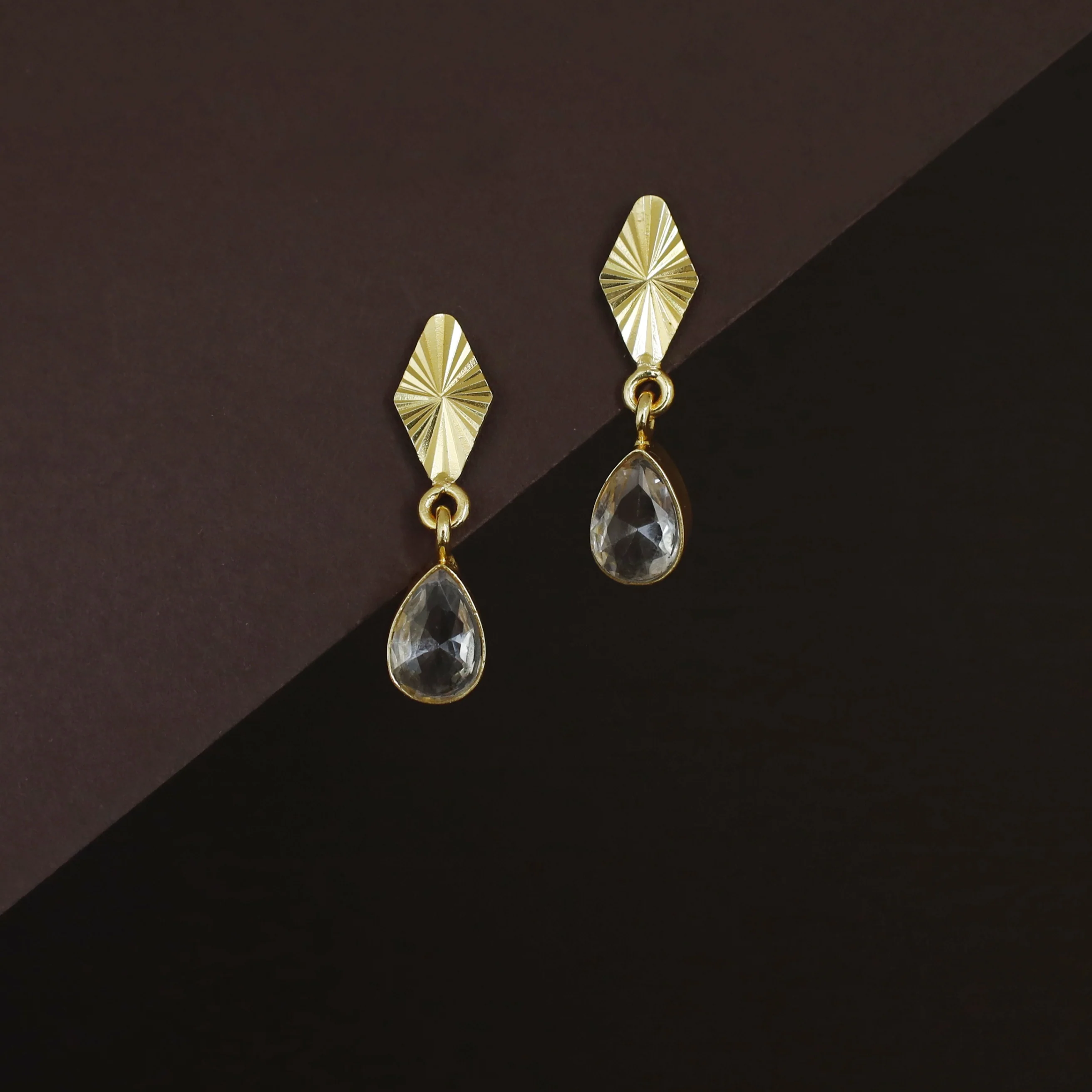 Siana Golden Diamond + Glossy Raindrop Earring - Image 5
