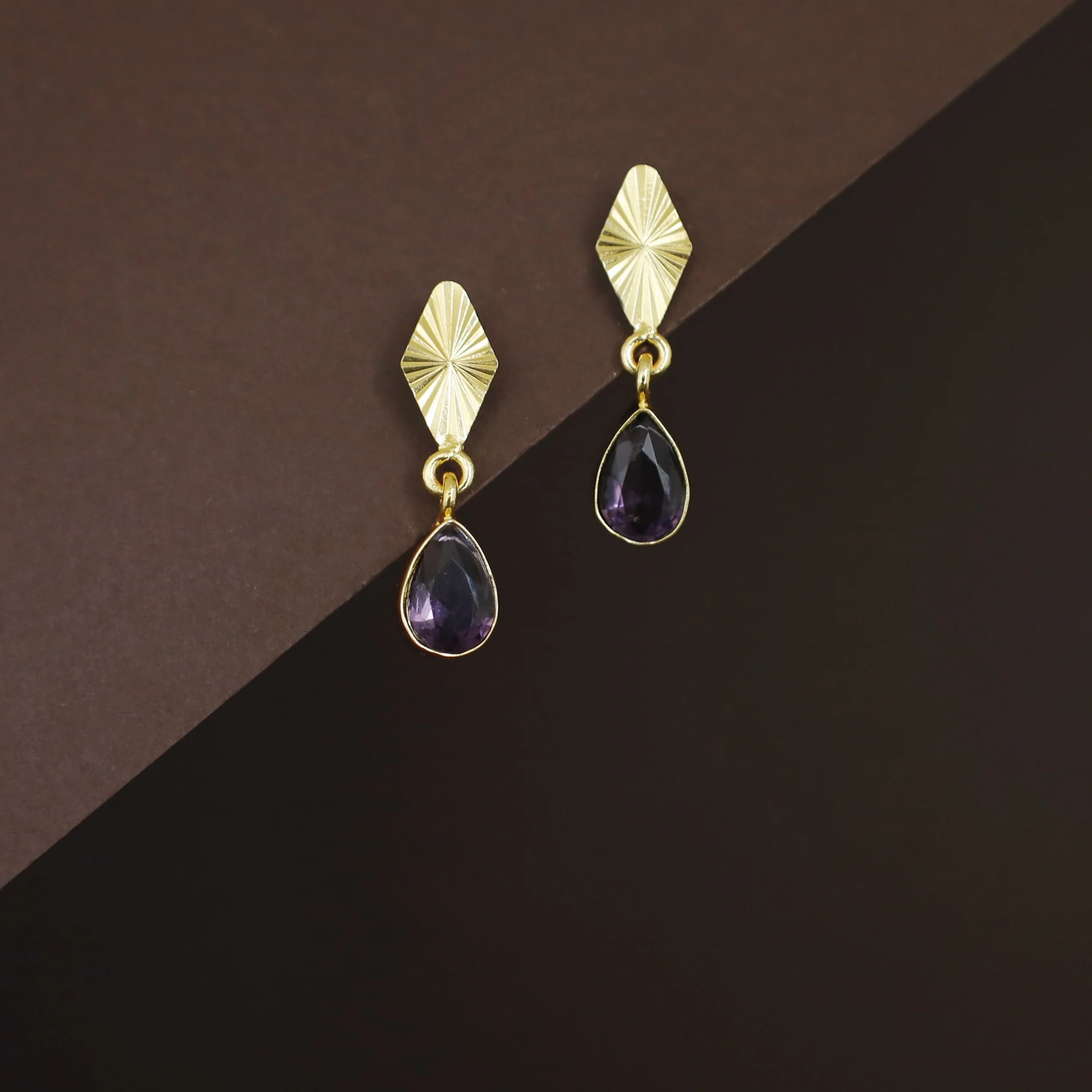 Siana Golden Diamond + Glossy Raindrop Earring - Image 6