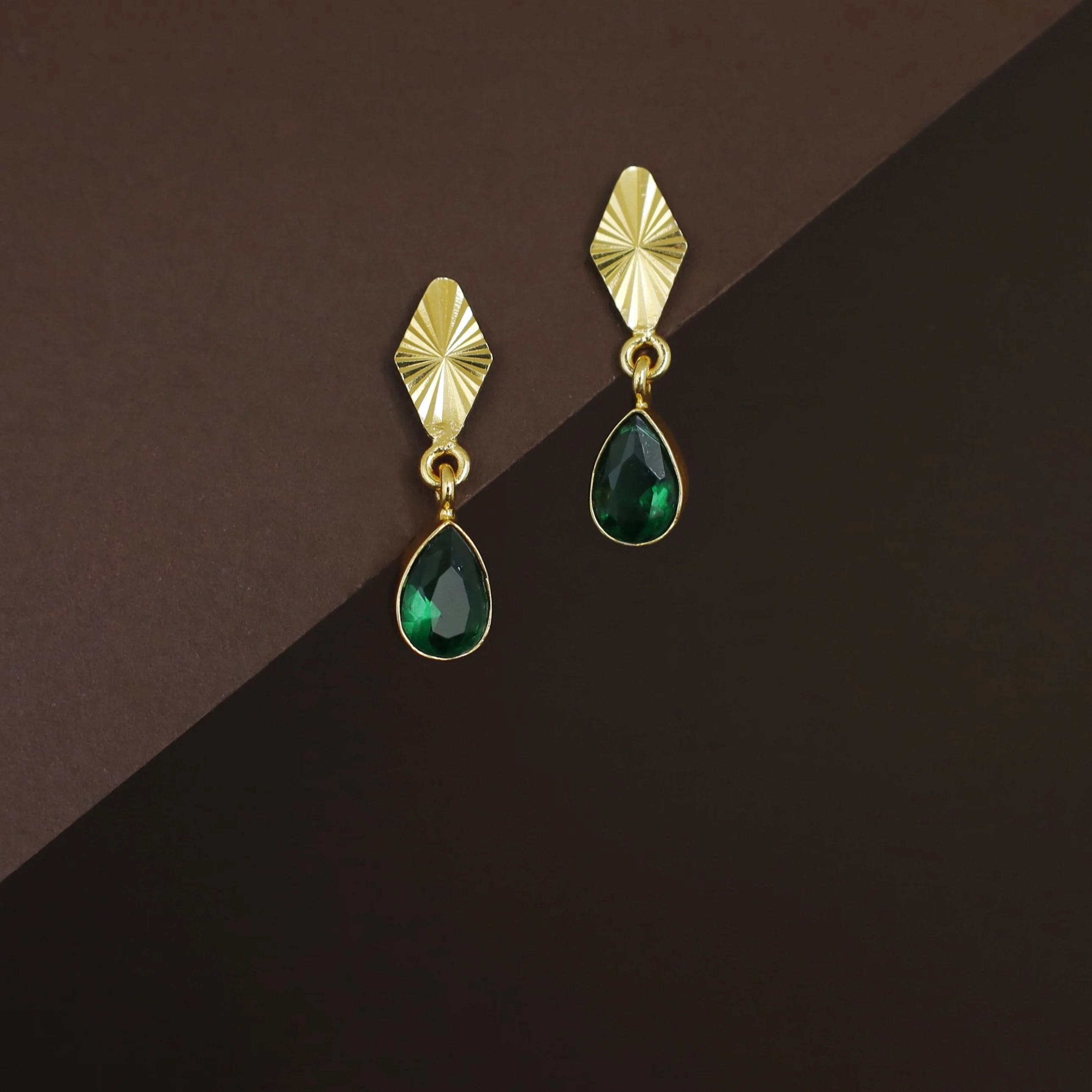 Siana Golden Diamond + Glossy Raindrop Earring - Image 8