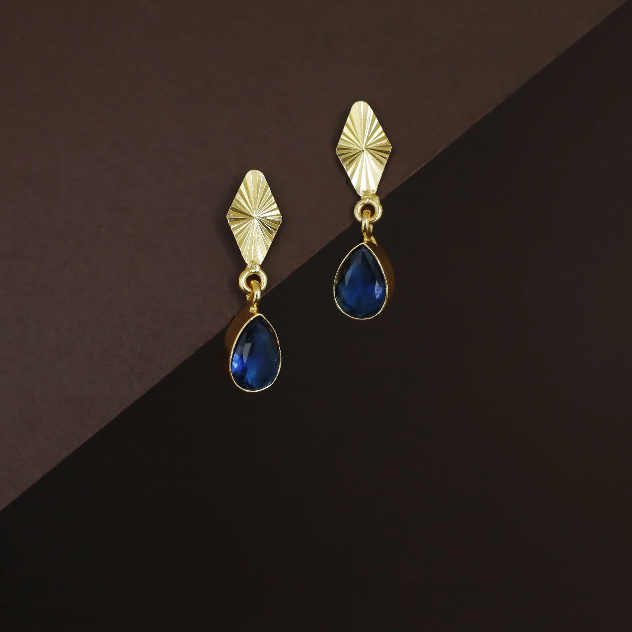Siana Golden Diamond + Glossy Raindrop Earring - Image 9
