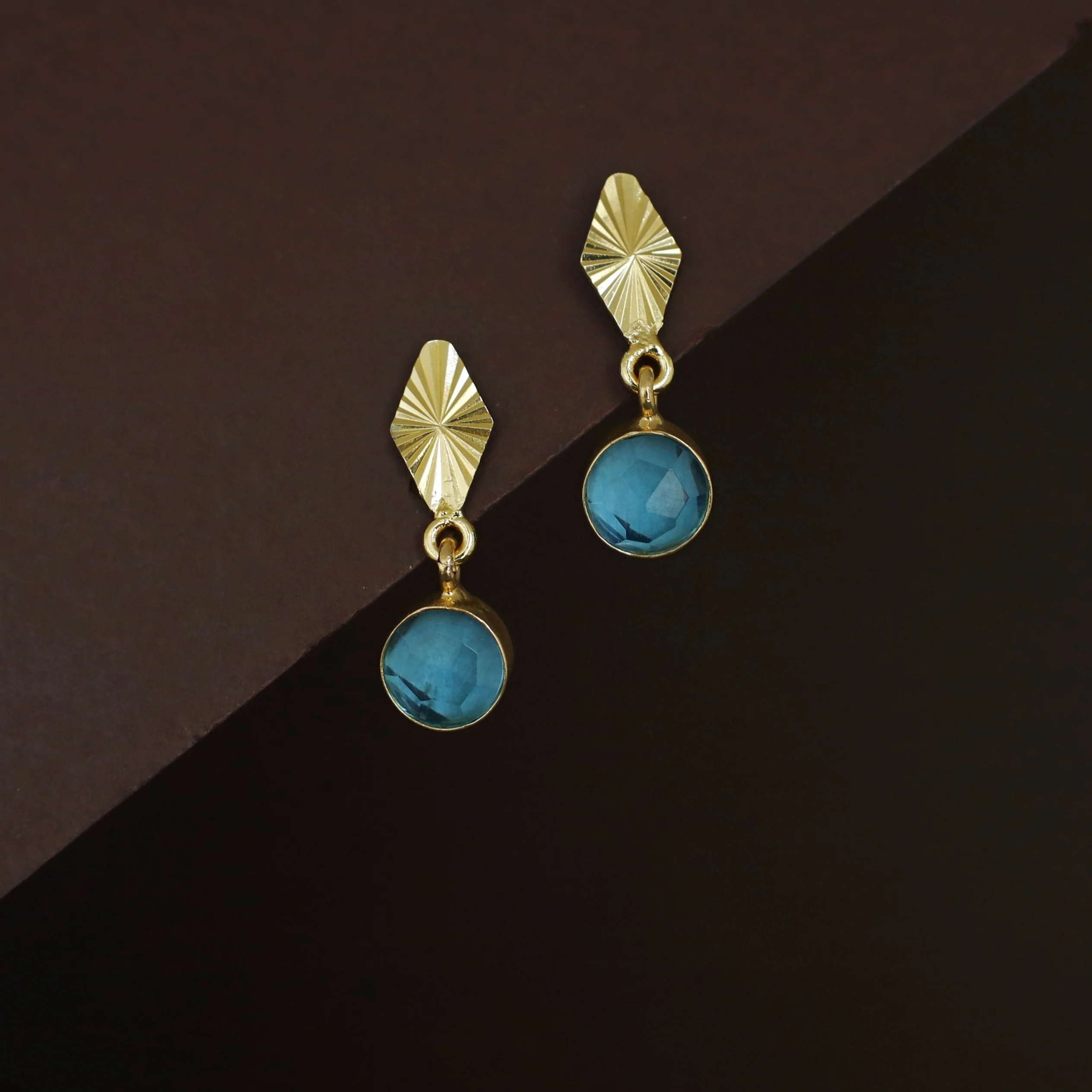 Siana Golden Diamond + Glossy Round Earring - Image 2