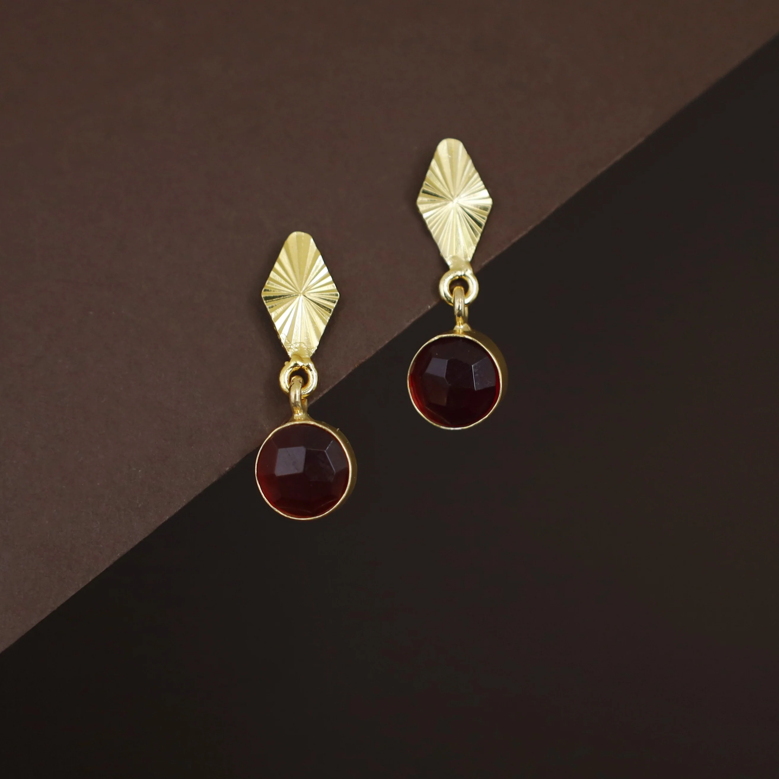 Siana Golden Diamond + Glossy Round Earring - Image 4