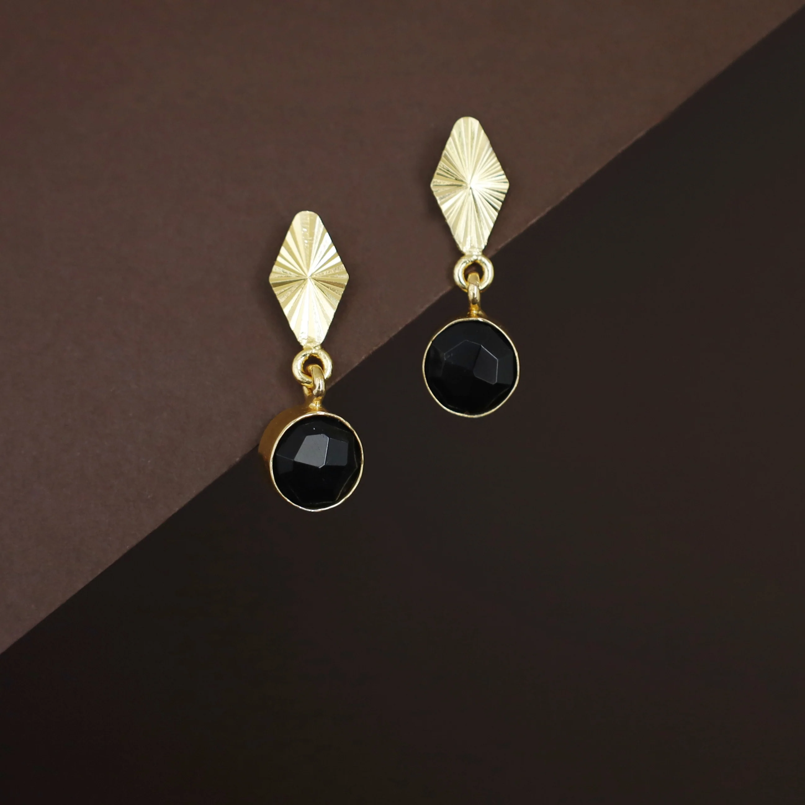 Siana Golden Diamond + Glossy Round Earring - Image 5