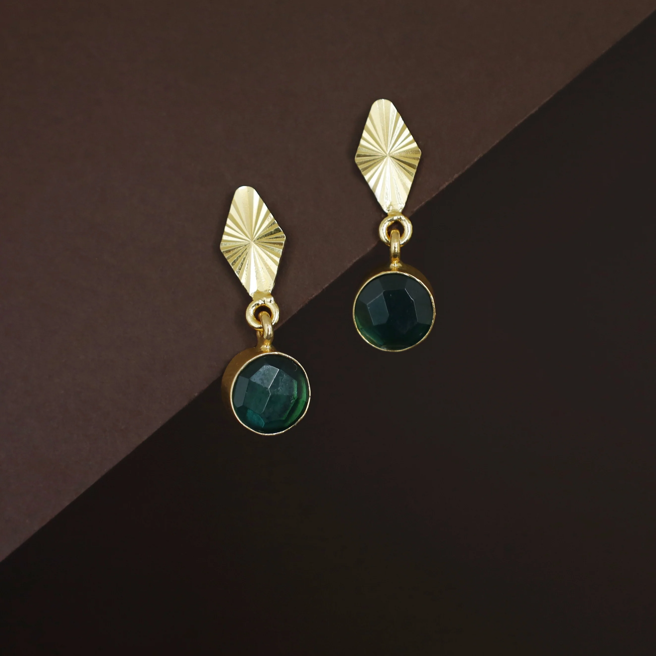 Siana Golden Diamond + Glossy Round Earring - Image 7