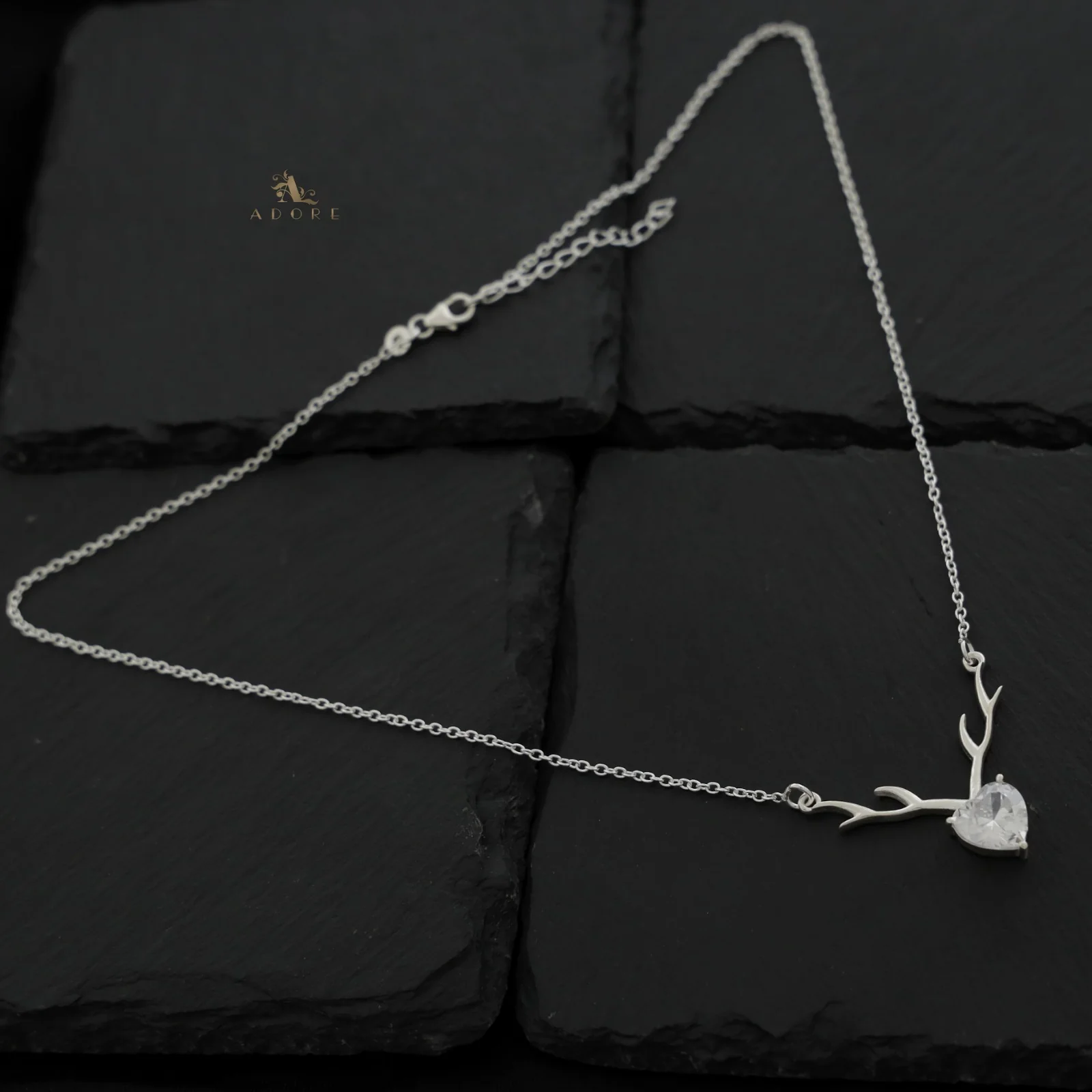 Silver Deer Heart Neckpiece - 925 Sterling Silver - Image 3