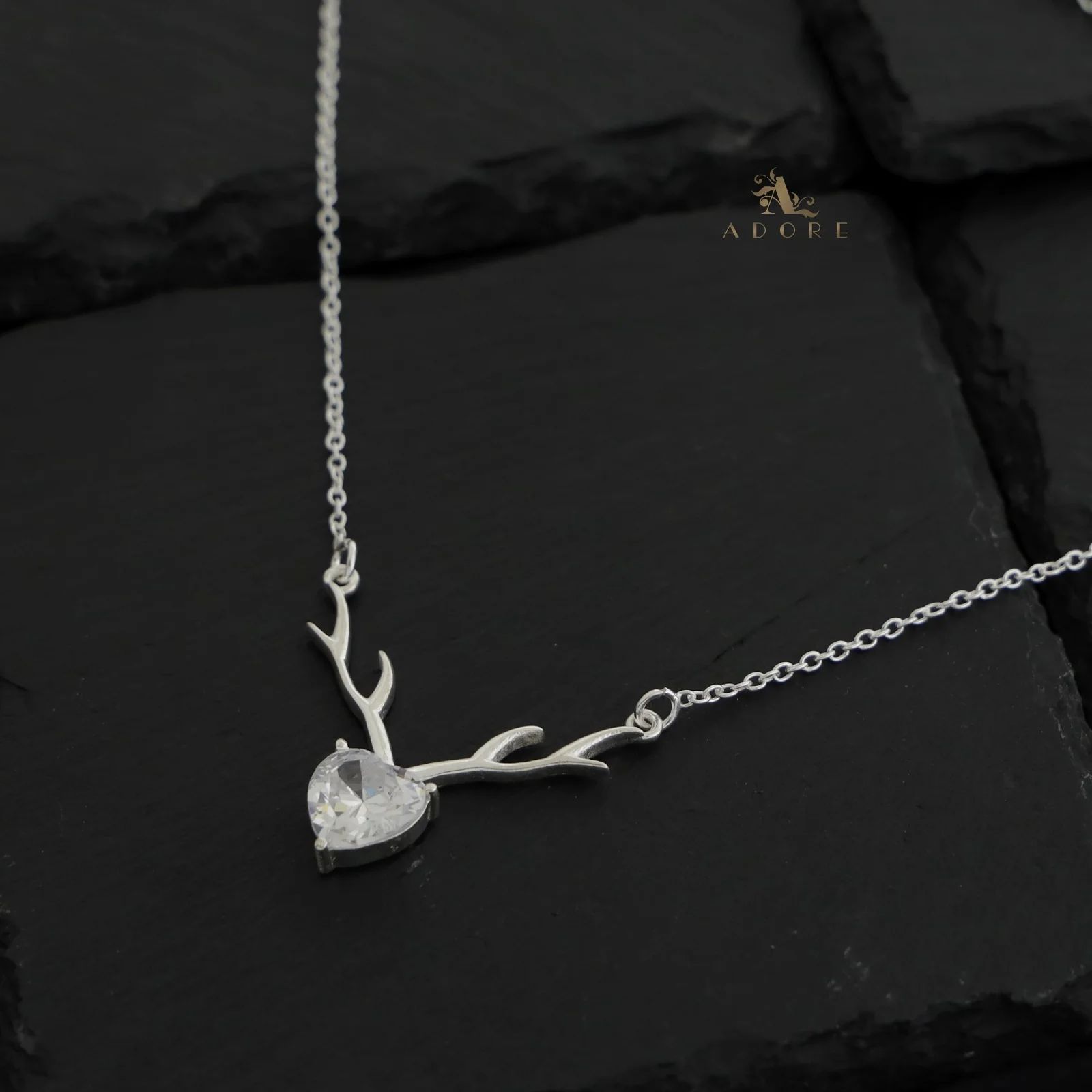 Silver Deer Heart Neckpiece - 925 Sterling Silver - Image 4