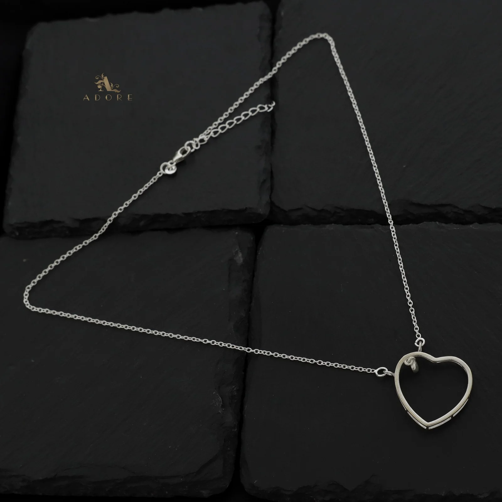 Silver Dual Heart Neckpiece - 925 Sterling Silver - Image 3