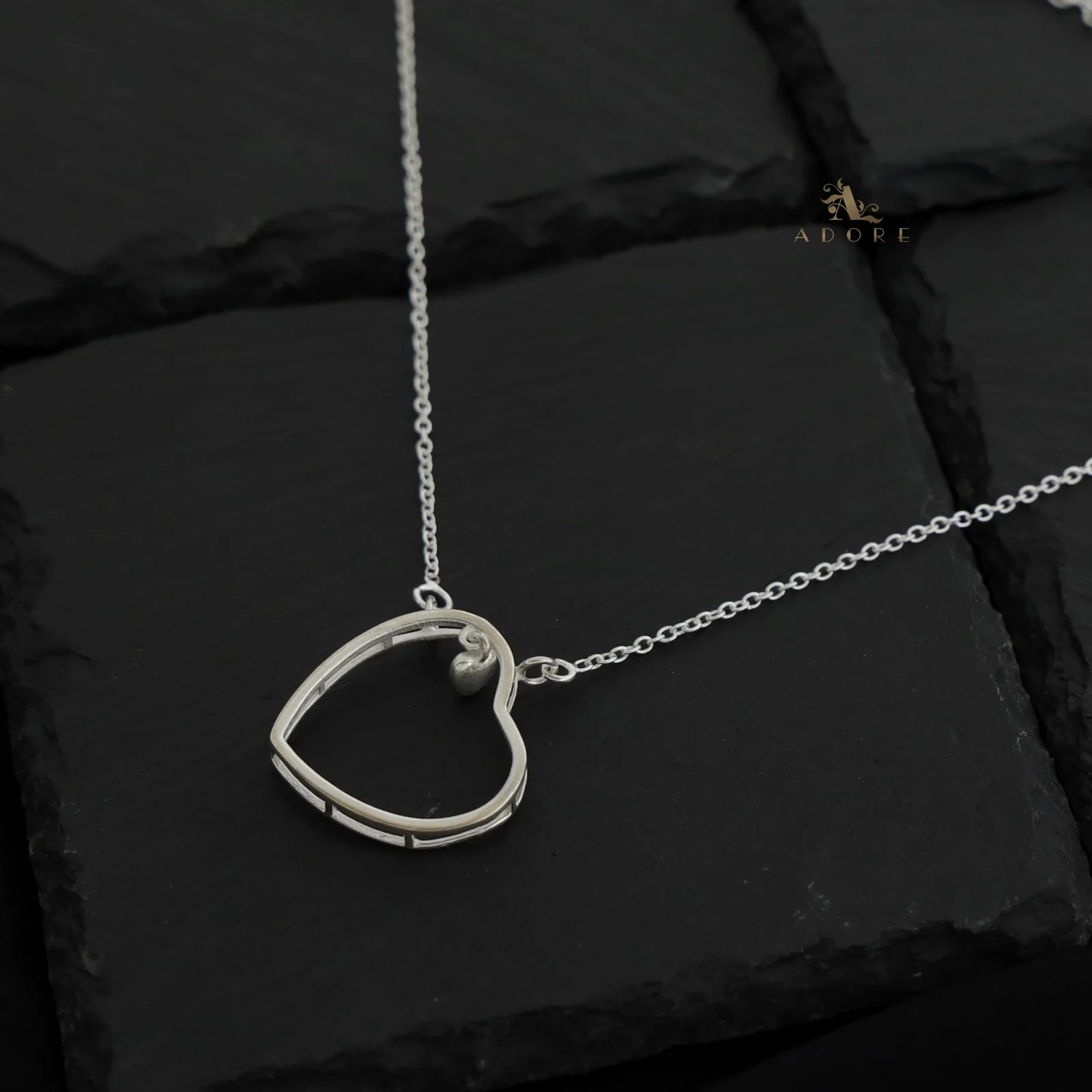 Silver Dual Heart Neckpiece - 925 Sterling Silver - Image 4