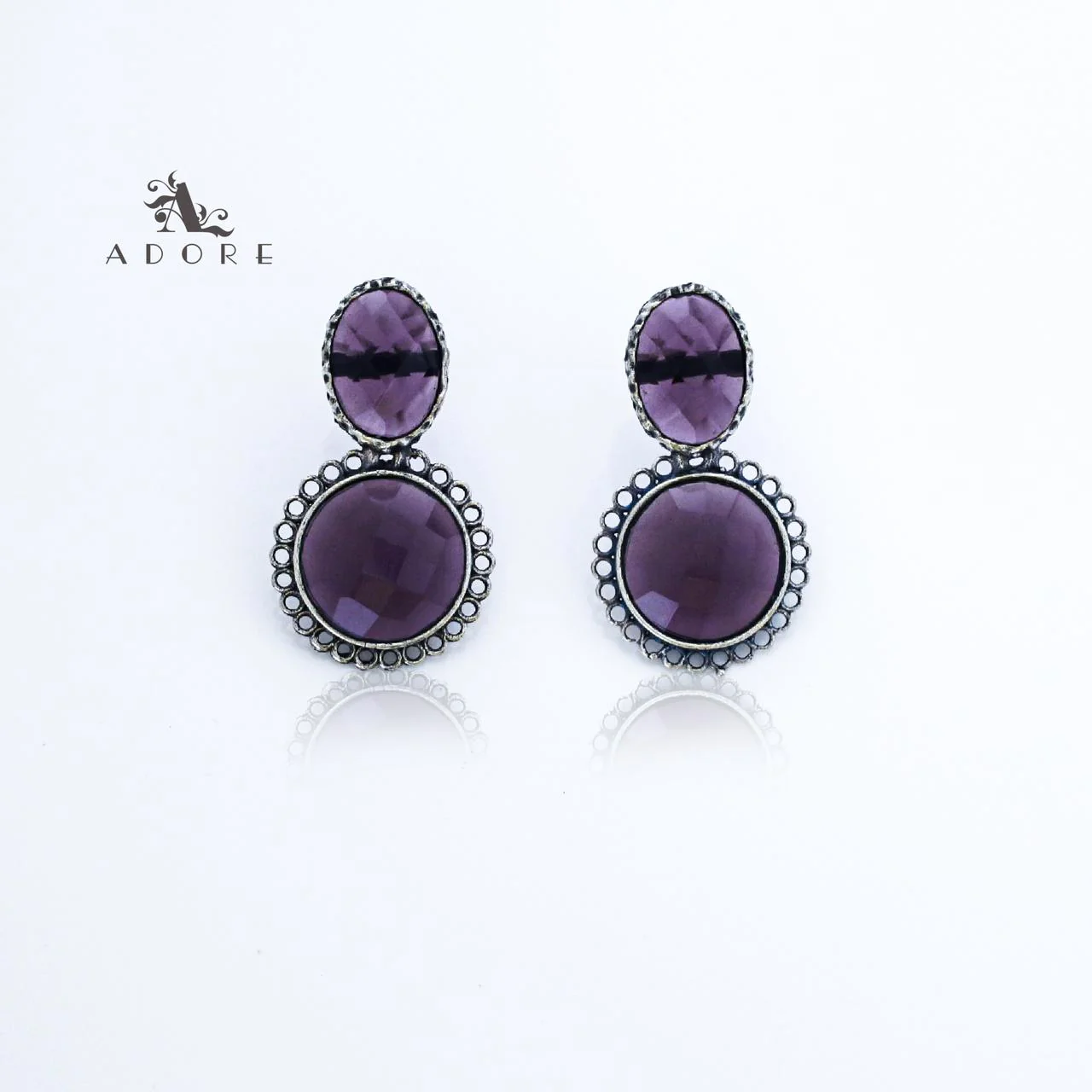 Silver Oval And Round Glossy Earring - Image 10