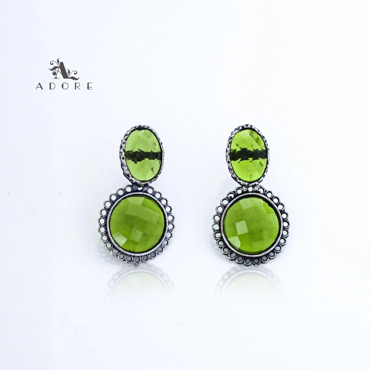 Silver Oval And Round Glossy Earring - Image 11