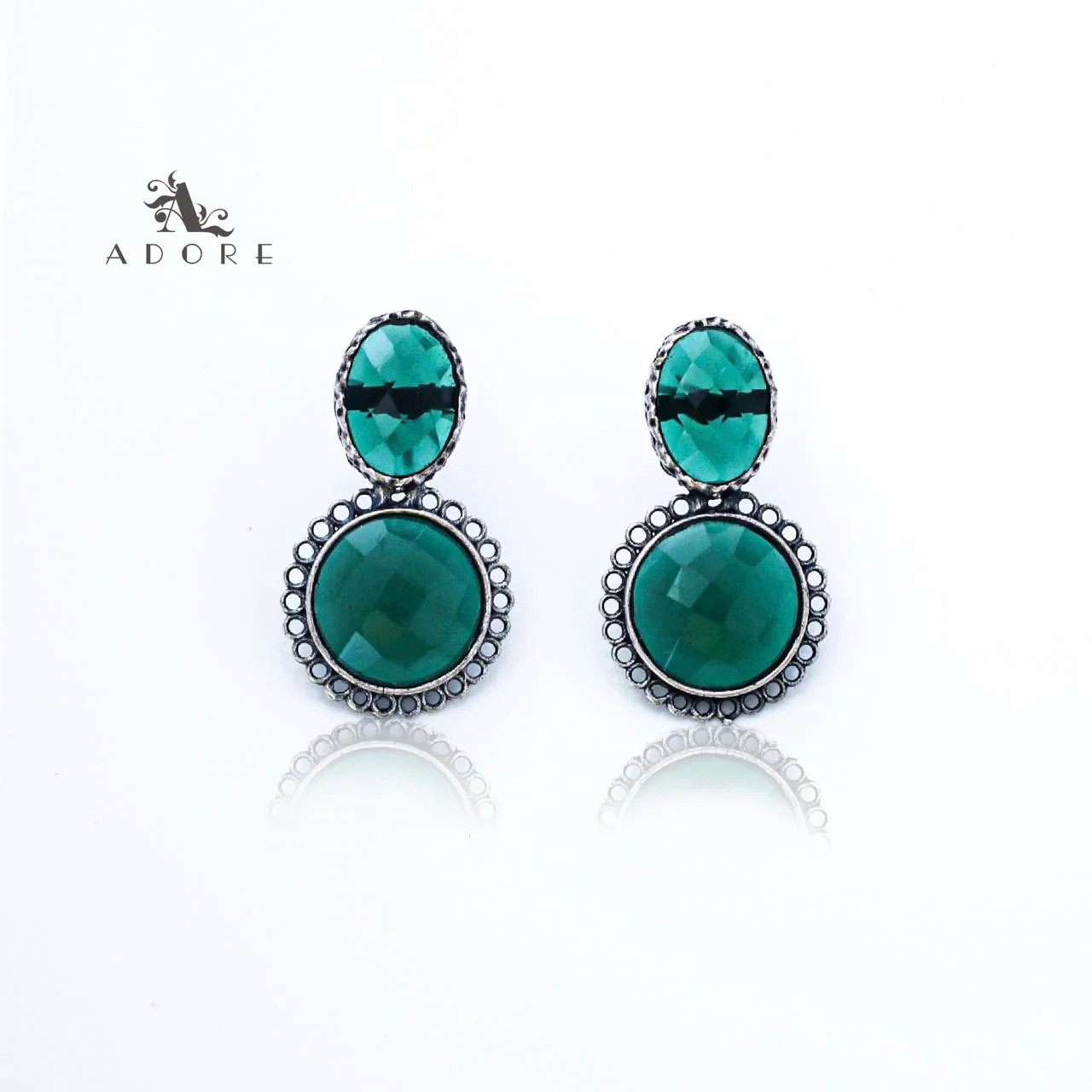 Silver Oval And Round Glossy Earring - Image 12